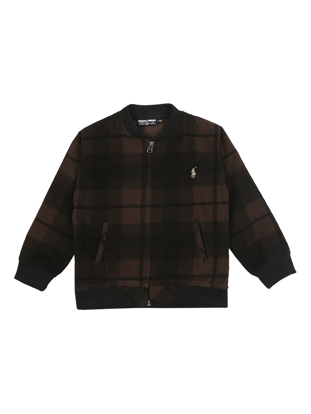 

Actuel Boys Checked Corduroy Bomber Jacket With T-shirt, Brown