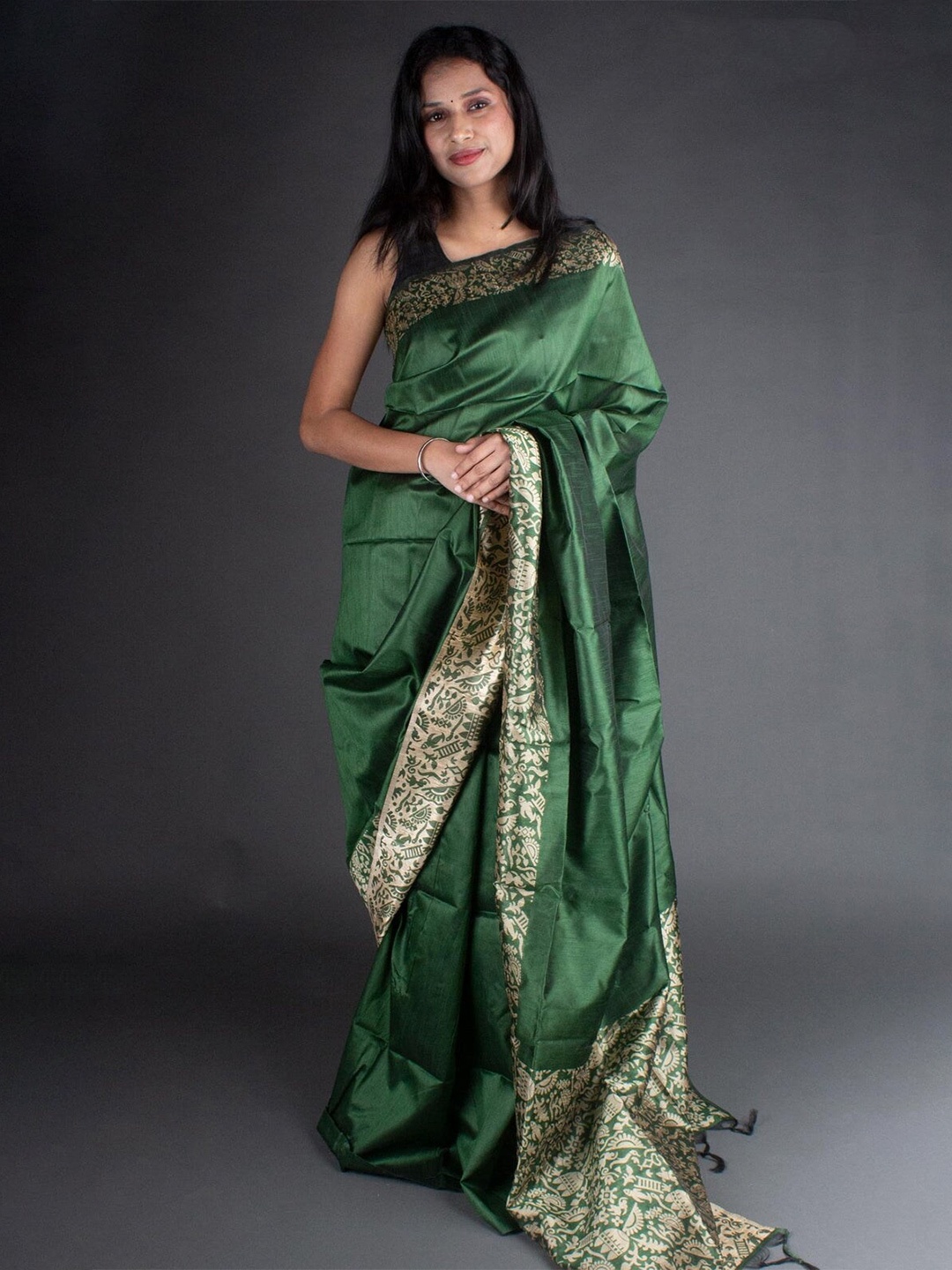 

Anouk Woven Design Border Saree, Green