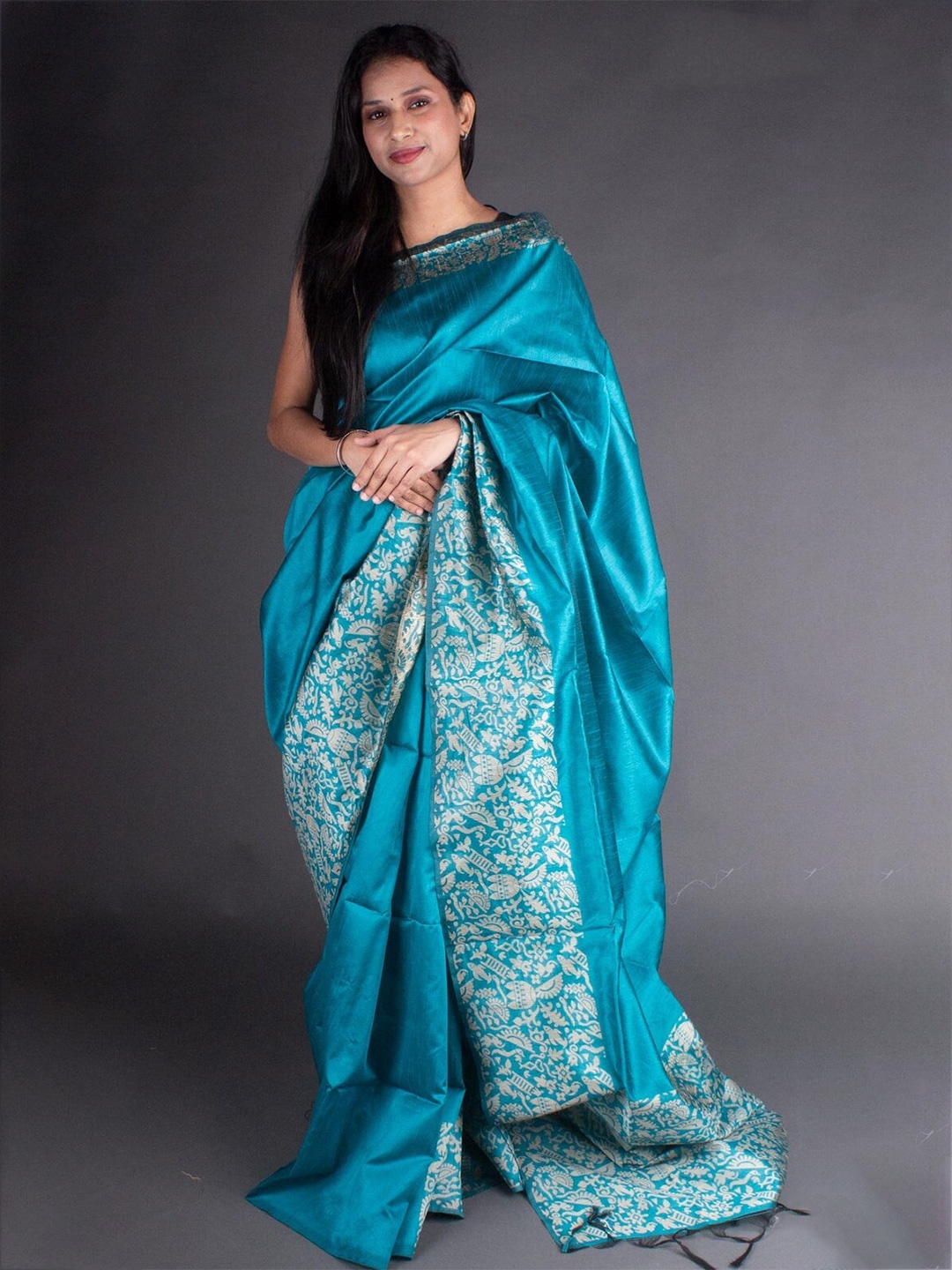 

Anouk Woven Design Border Saree, Teal