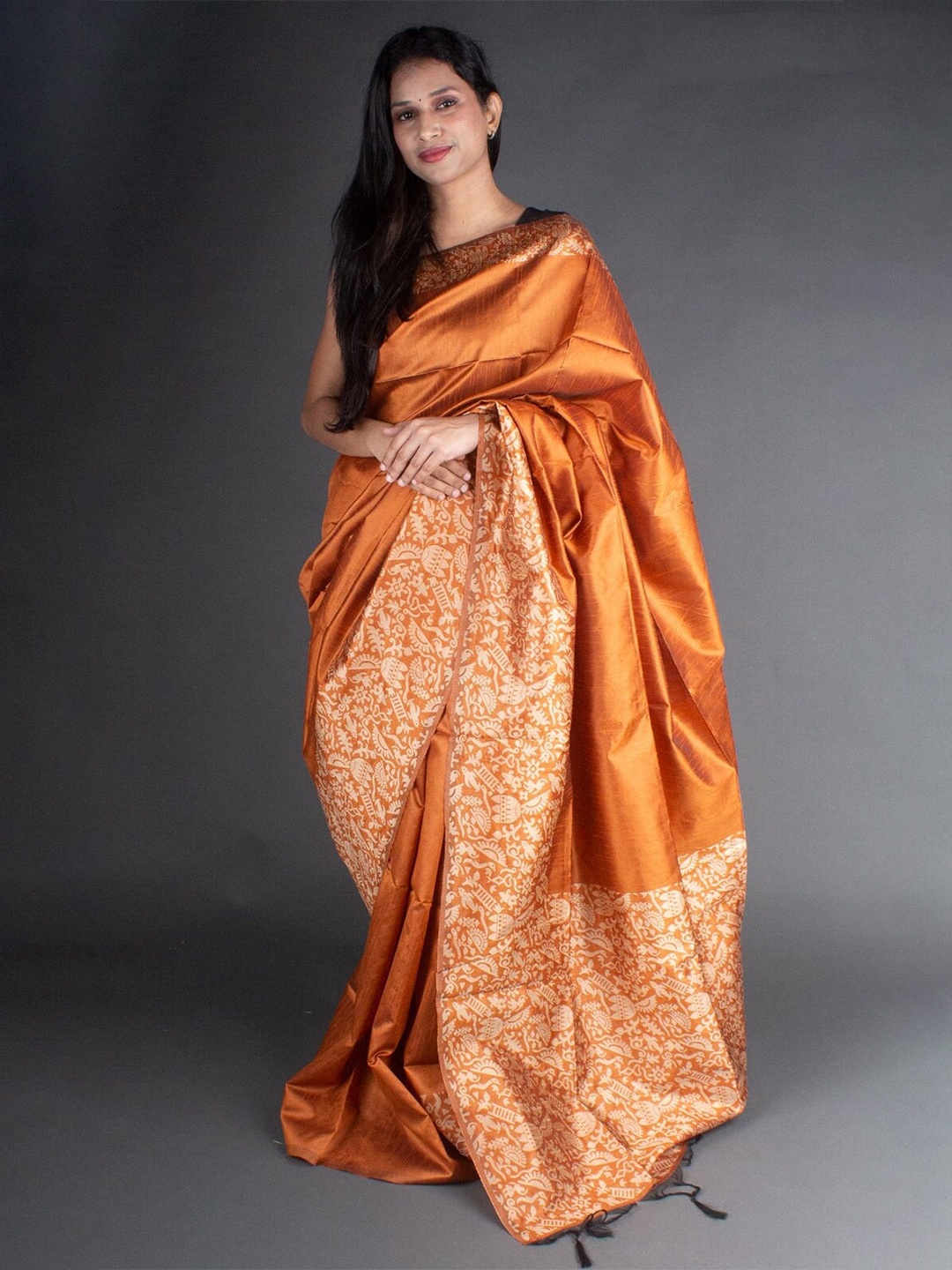 

Anouk Woven Design Border Saree, Rust