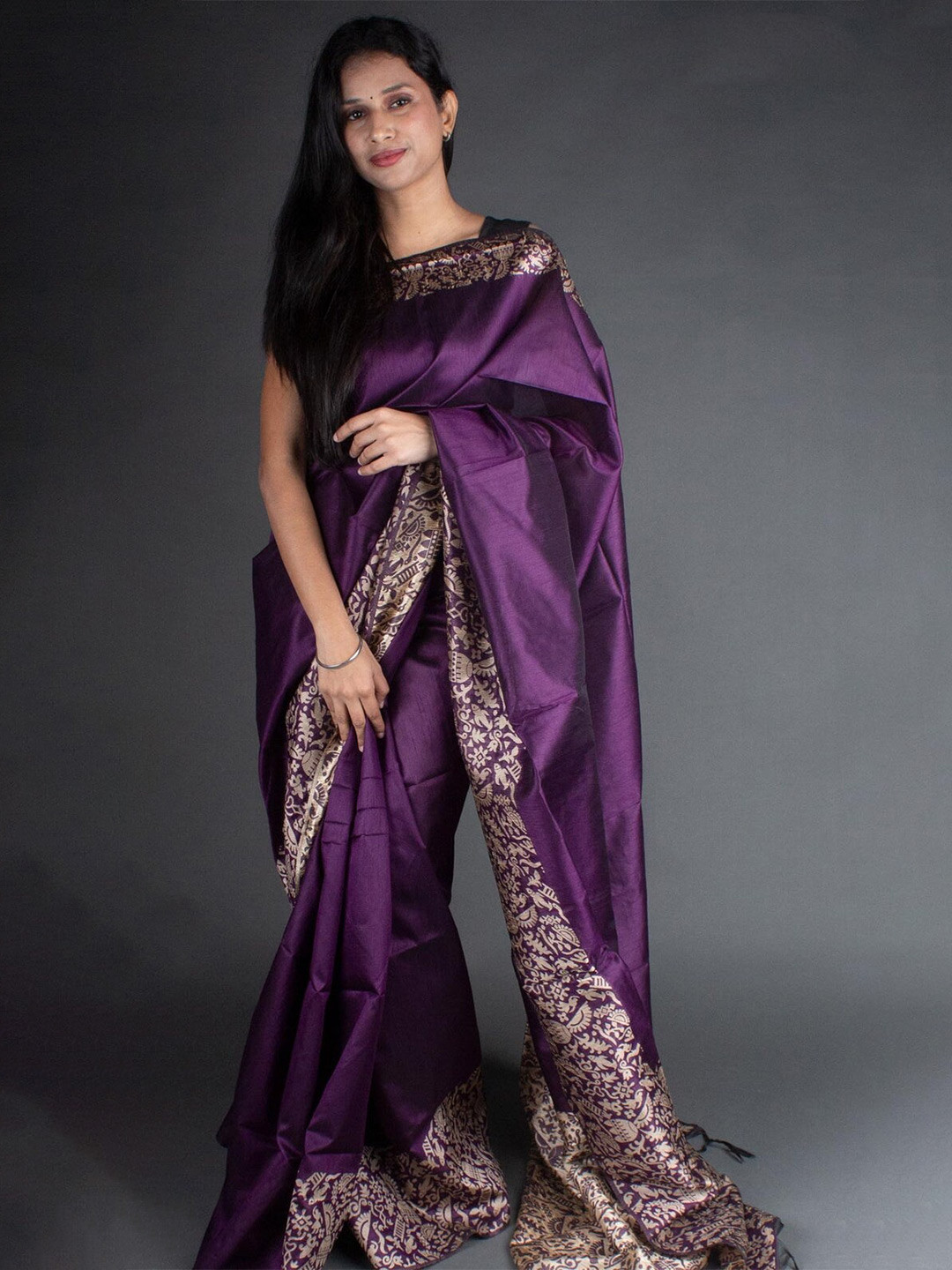 

Anouk Purple Ethnic Motifs Woven Design Saree