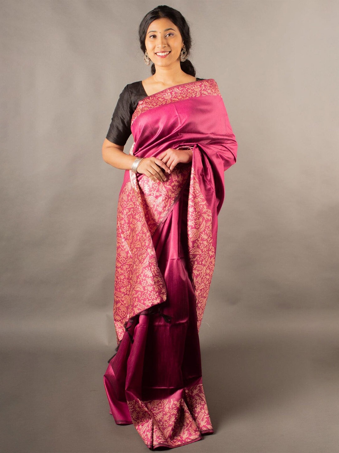 

Anouk Pink Ethnic Motifs Woven Design Saree