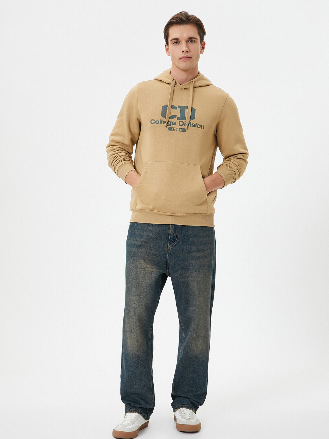 

Koton Typography Printed Hooded Sweatshirt, Khaki