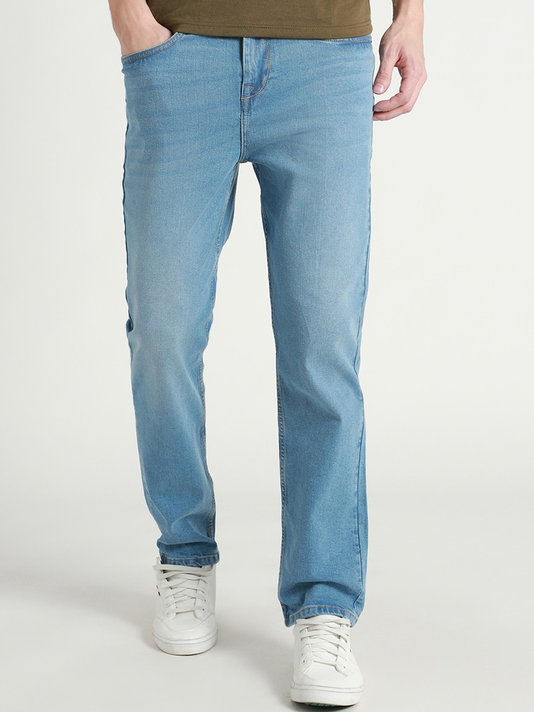 

Dennis Lingo Men Straight Fit Light Fade Clean Look Stretchable Jeans, Blue