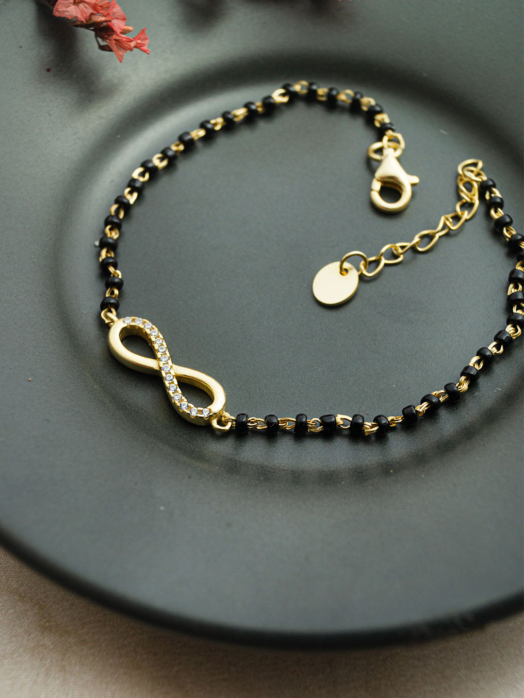 

MANNASH Sterling Silver Cubic Zirconia Handcrafted Gold-Plated Charm Bracelet