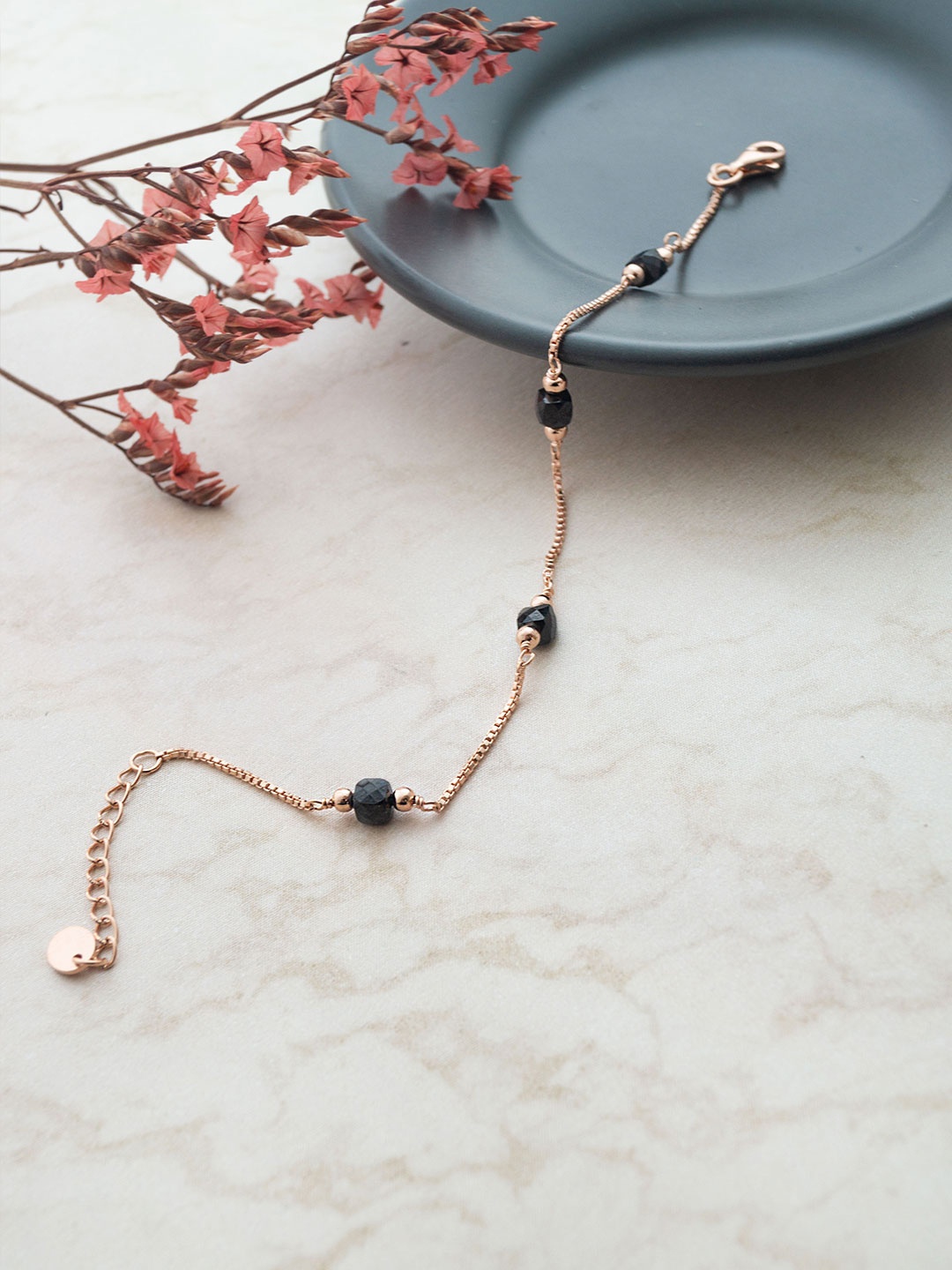 

MANNASH Sterling Silver Cubic Zirconia Rose Gold-Plated Bracelet