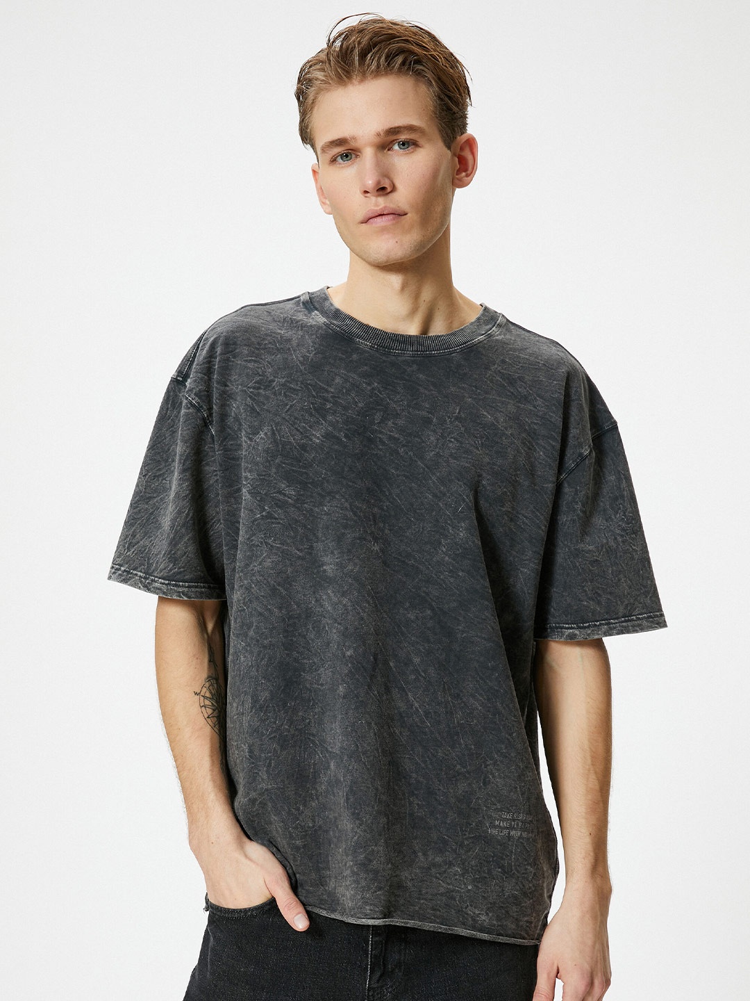 

Koton Drop-Shoulder T-shirt, Charcoal