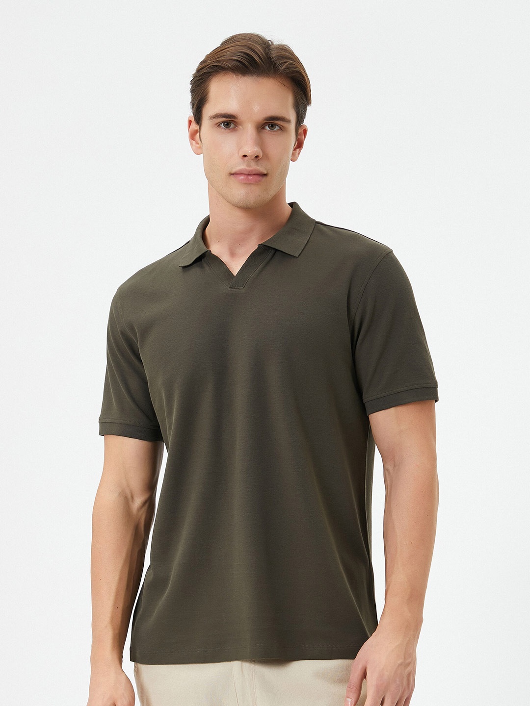 

Koton Polo Collar Cotton T-shirt, Khaki