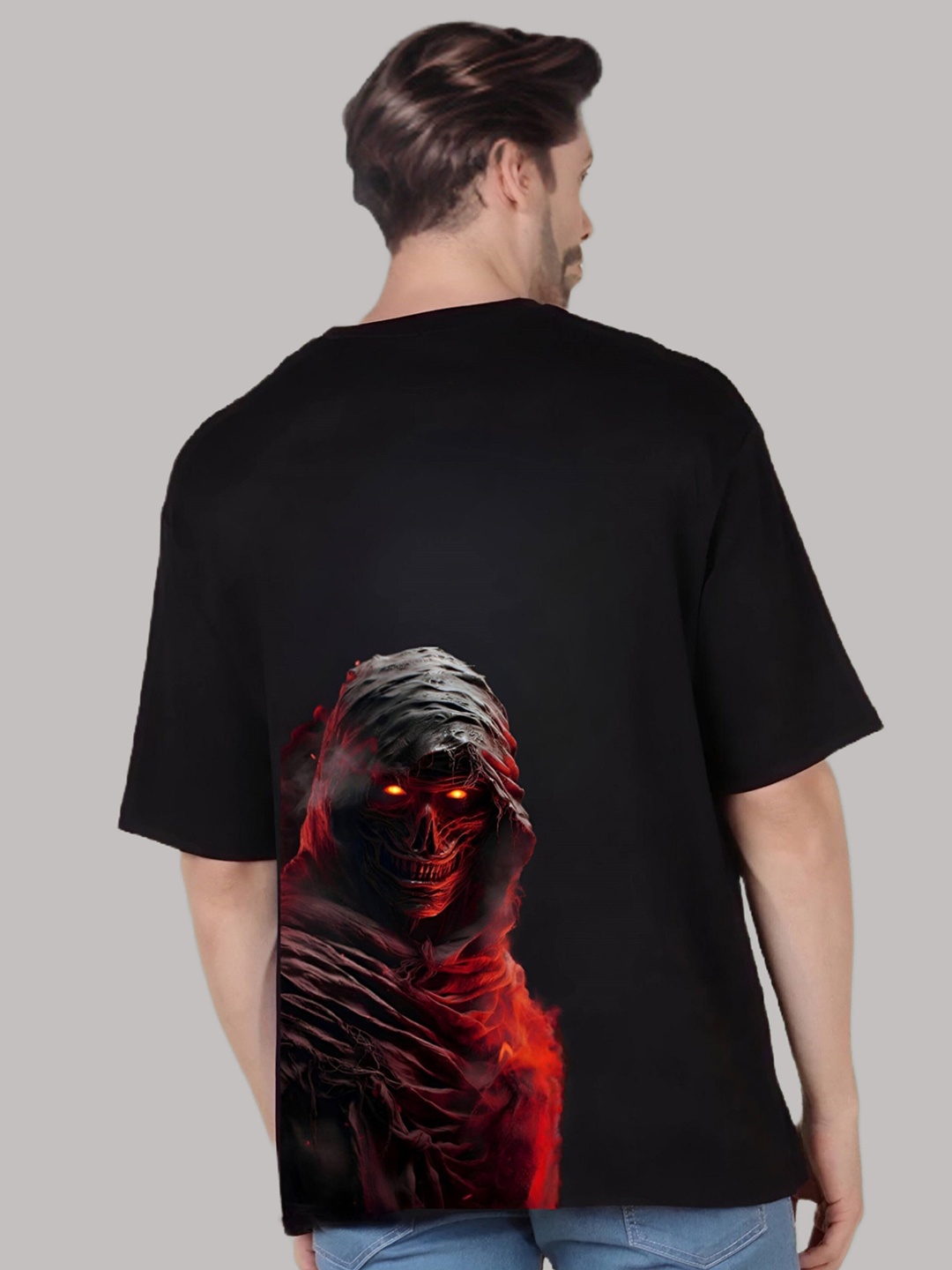 

Elibolz Graphic Printed Oversized Cotton T-shirt, Black