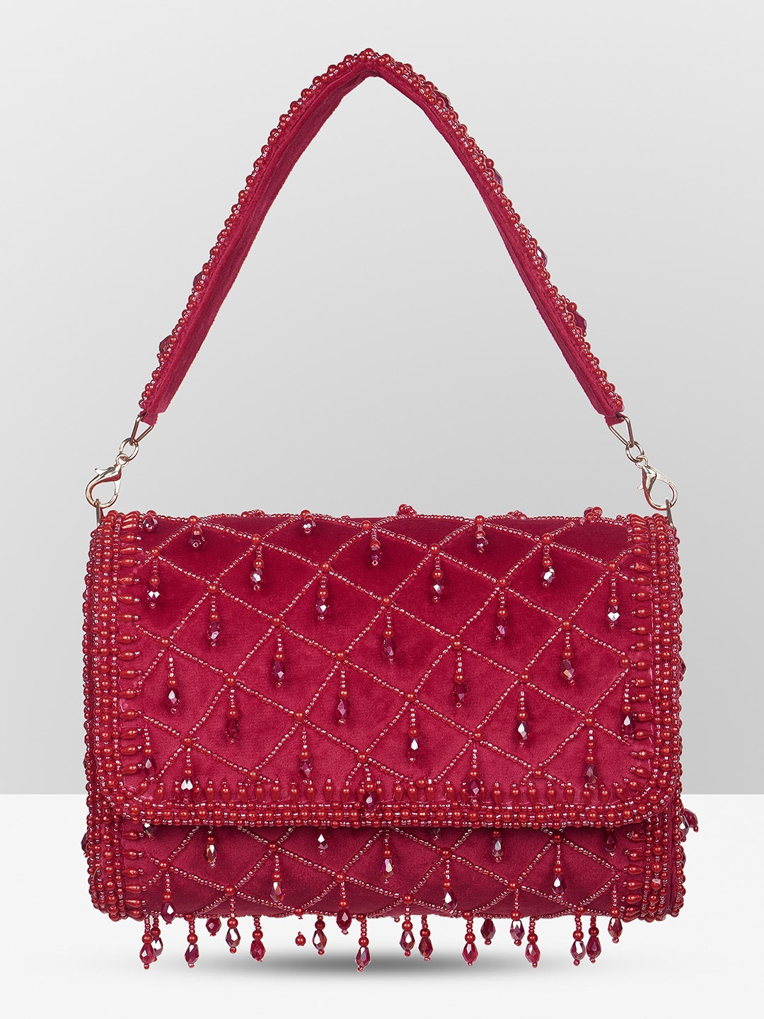 

Guhrl Embellished Structured Shoulder Bag, Maroon