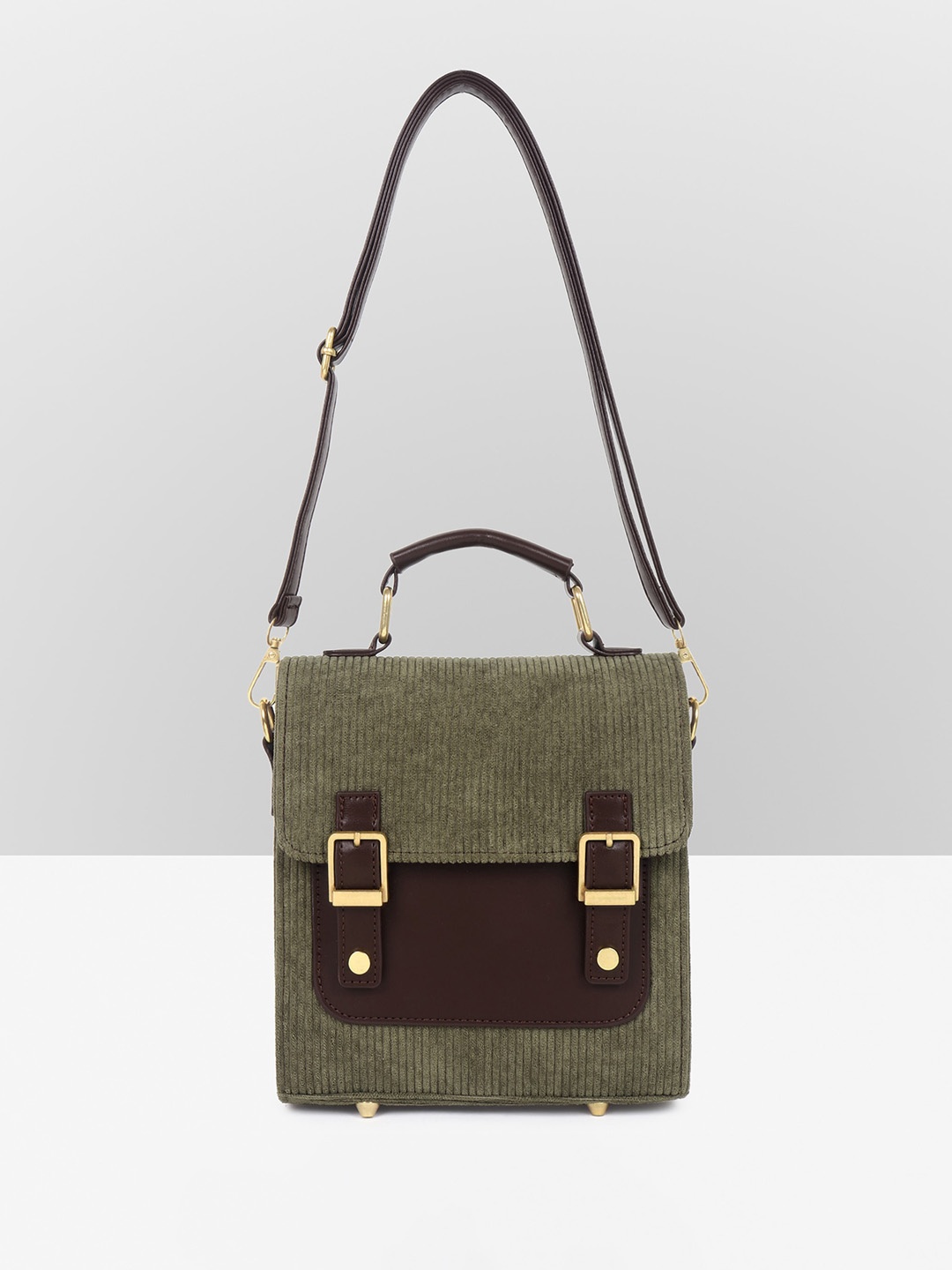

Guhrl Colourblocked Structured Sling Bag, Green