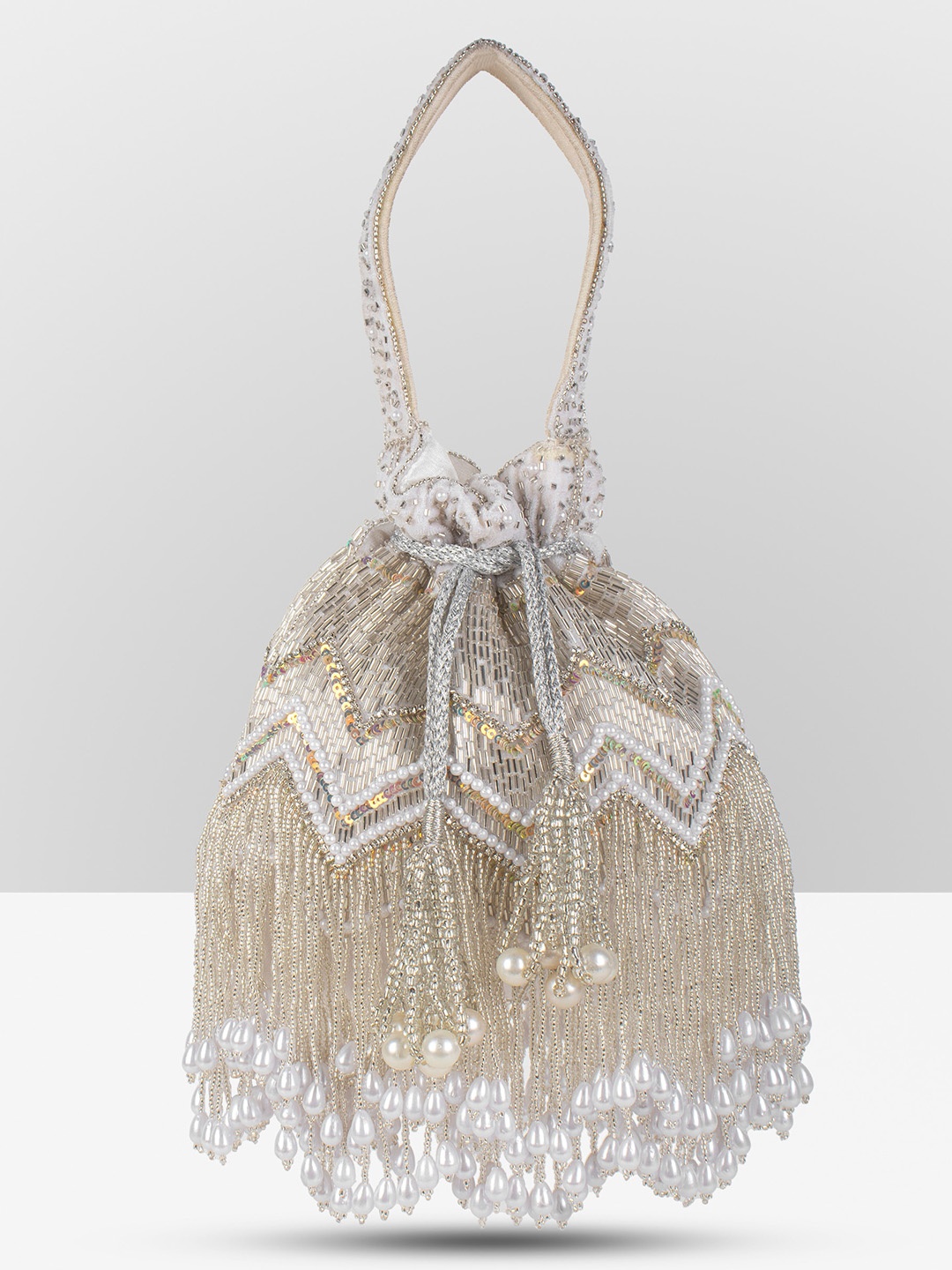 

Guhrl Embellished Potli Clutch, White