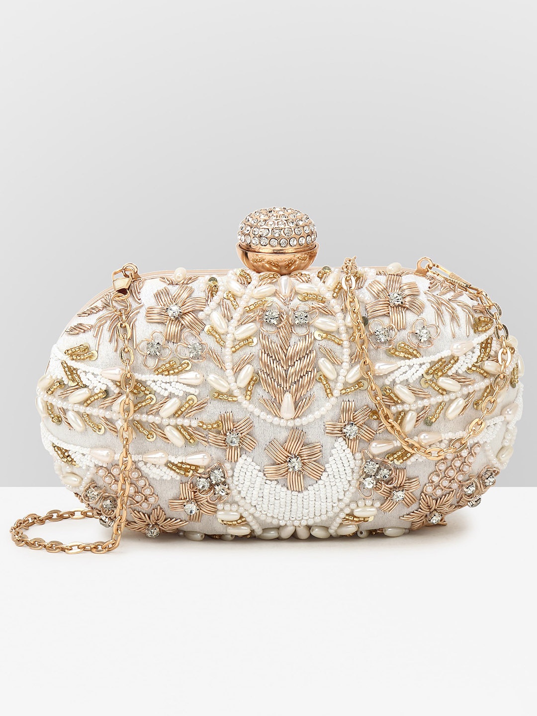 

Guhrl Embellished Box Clutch, White