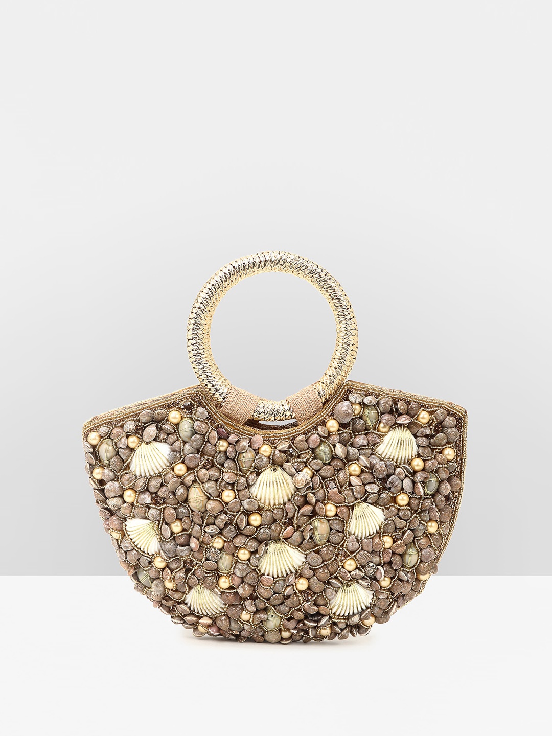 

Guhrl Embellished Swagger Handheld Bag, Gold