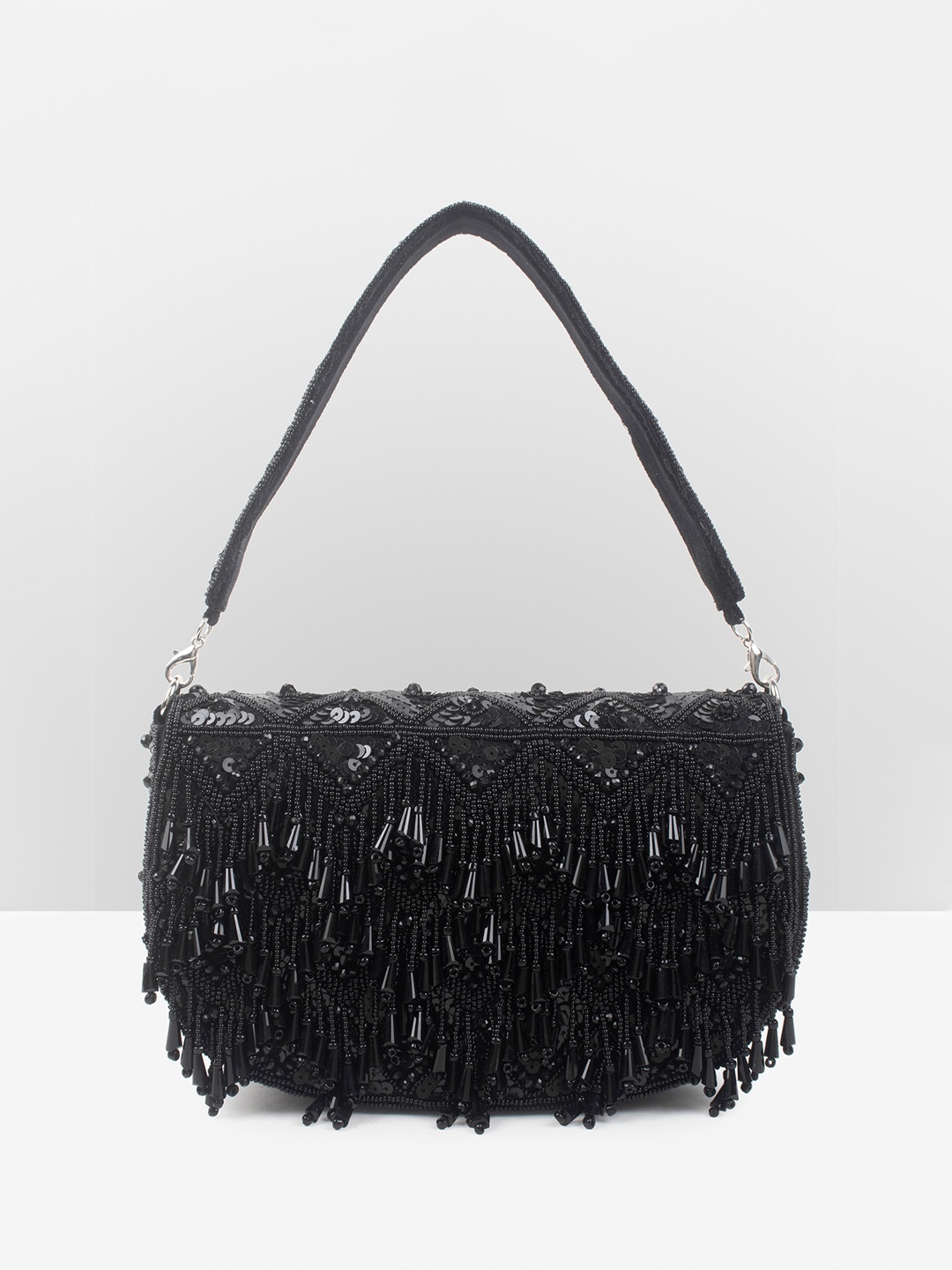 

Guhrl Embellished Structured Handheld Bag, Black