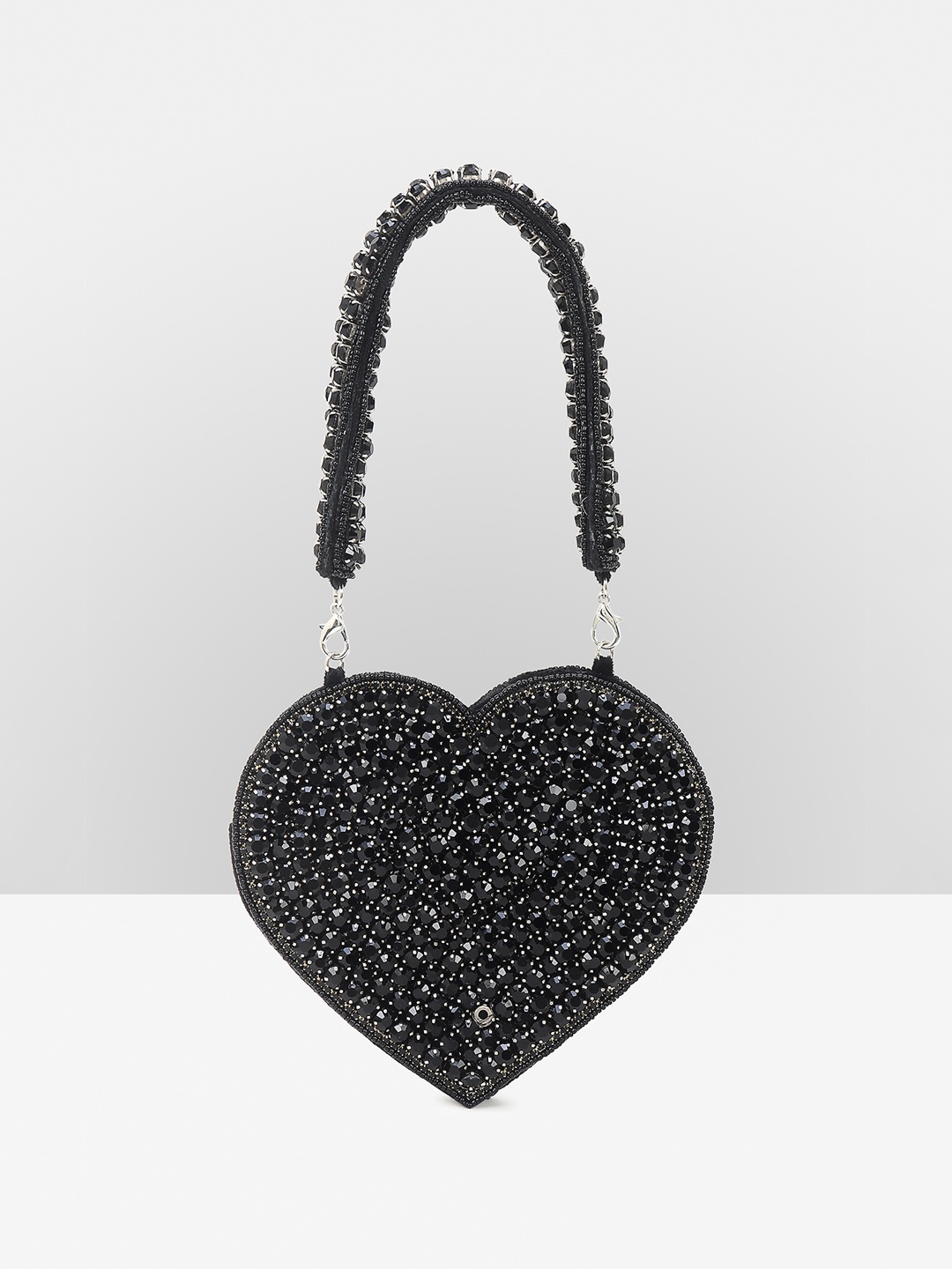 

Guhrl Embellished Structured Handheld Bag, Black