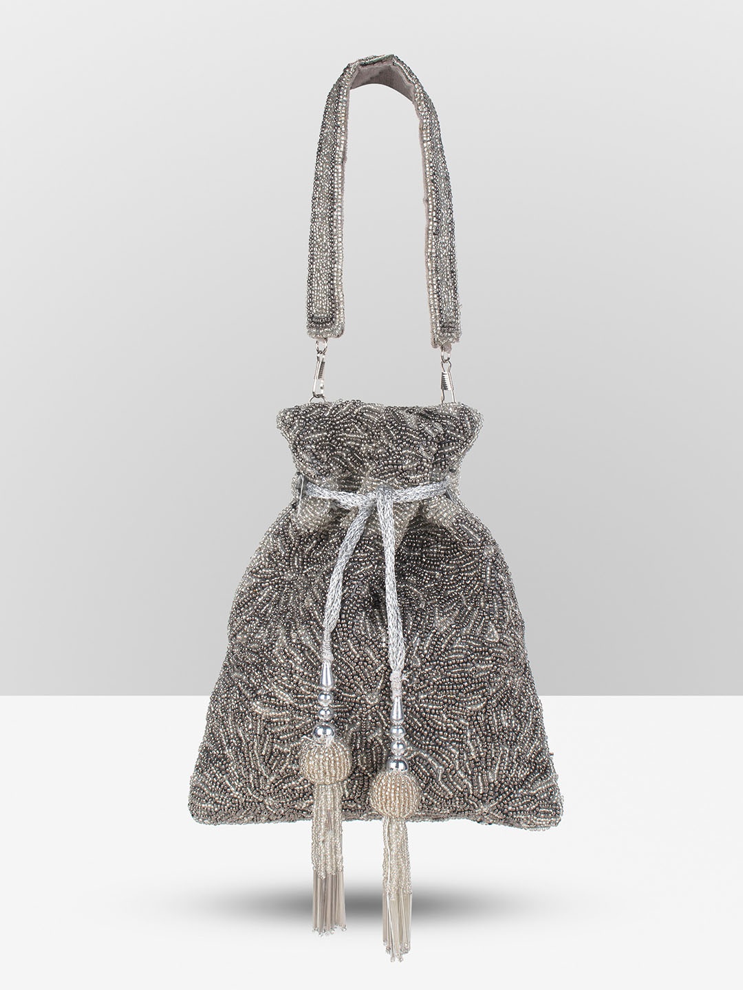 

Guhrl Embellished Potli Clutch, Grey