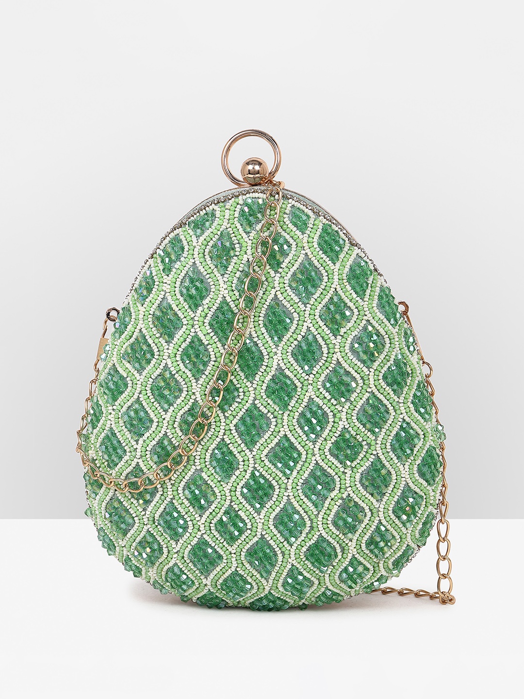

Guhrl Embrodiered Box Clutch, Green