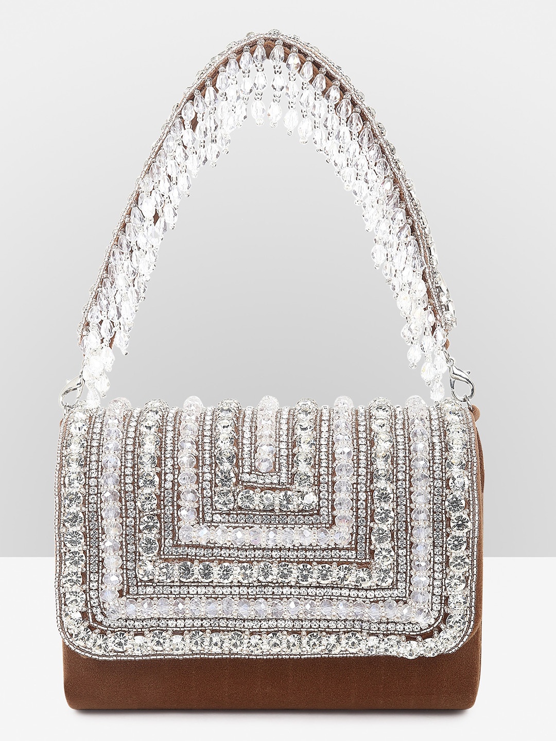 

Guhrl Embellished Box Clutch, Beige