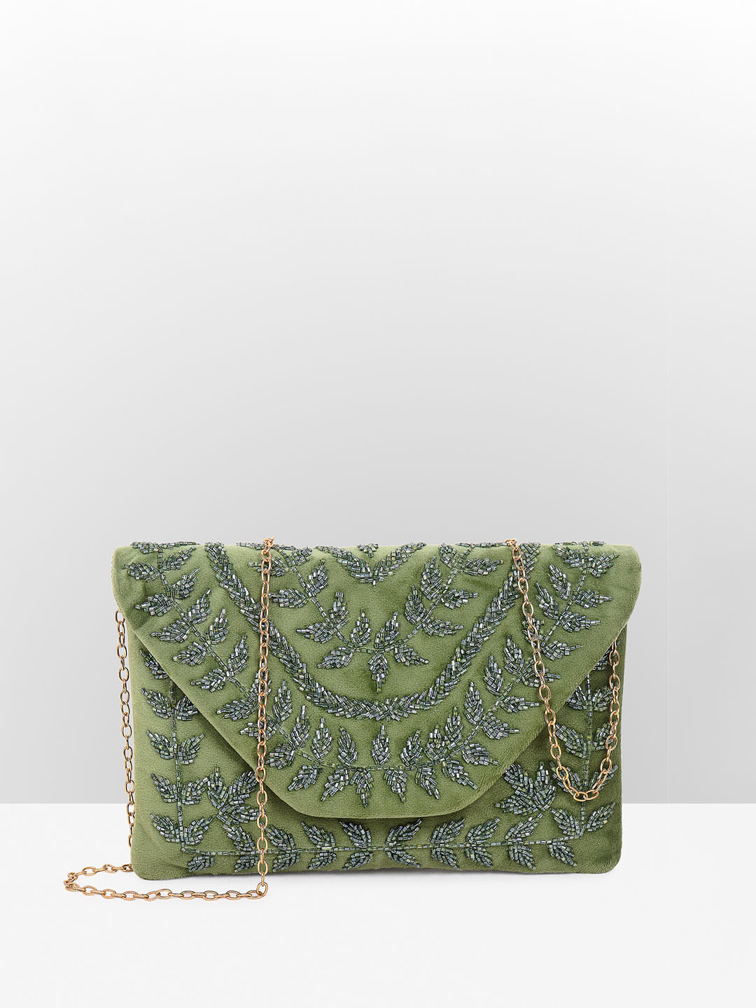 

Guhrl Embroidered Purse Clutch, Green