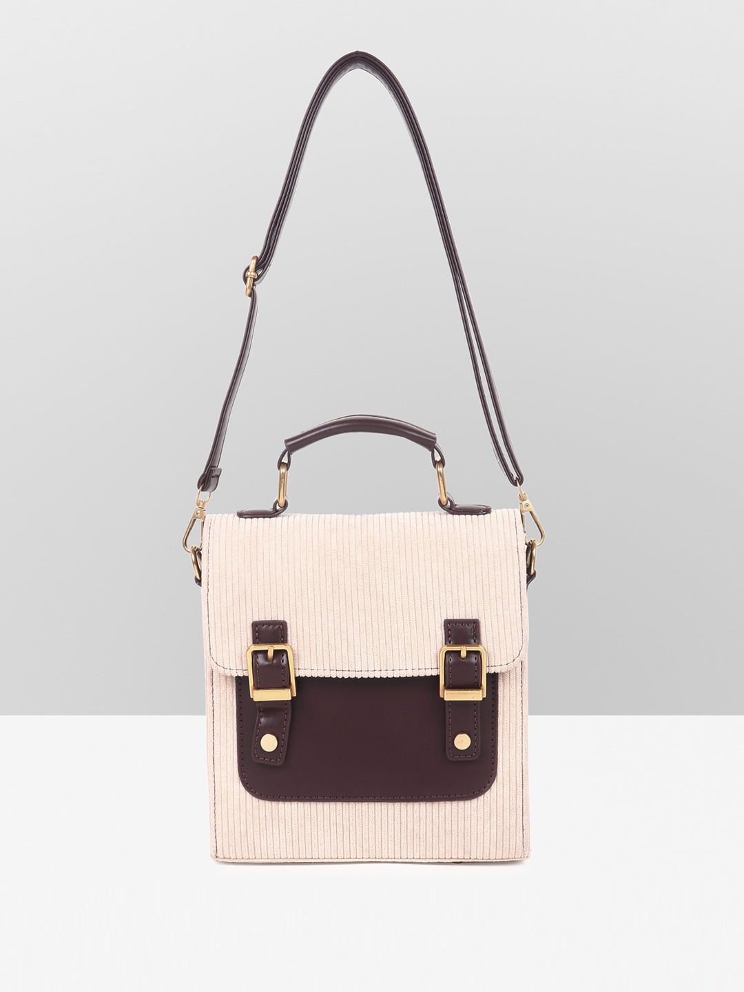 

Guhrl Colourblocked Satchel Bag With Convertible backpack, White