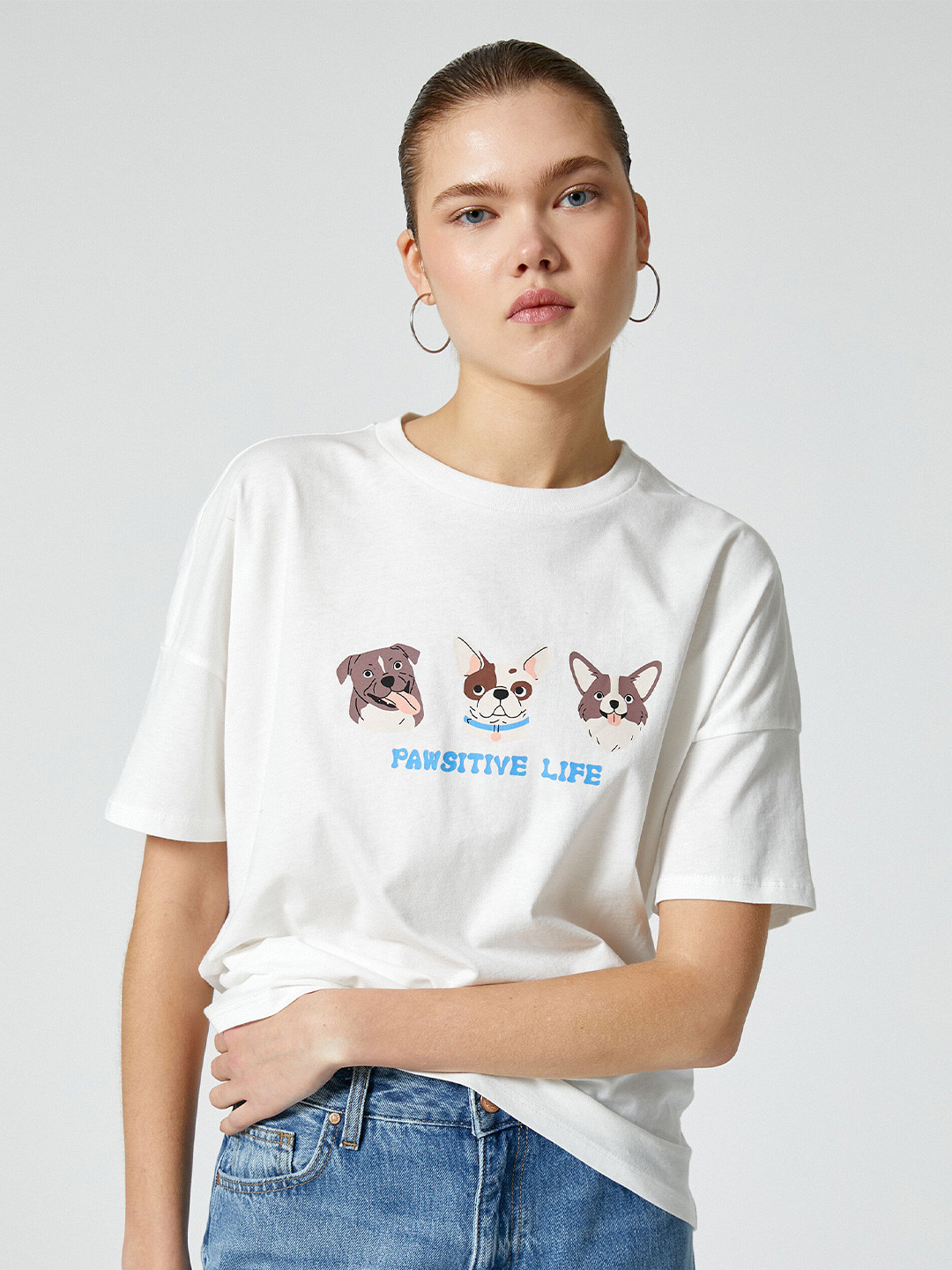 

Koton Typography Printed Round Neck Pure Cotton T-shirt, Beige