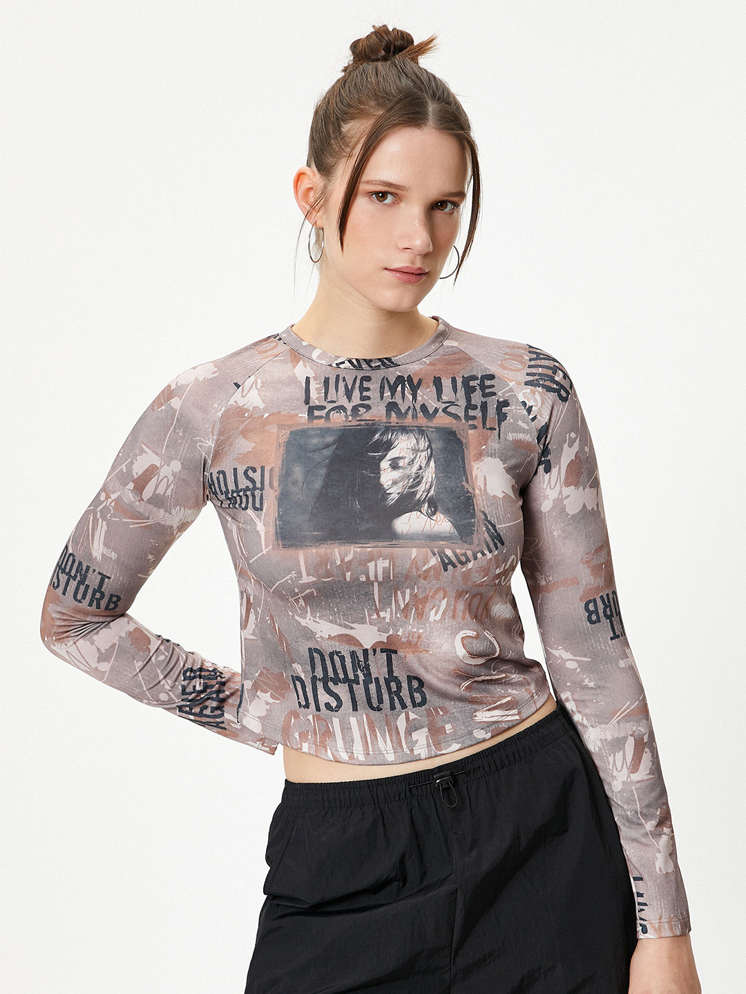 

Koton Typography Printed Slim Fit T-shirt, Khaki