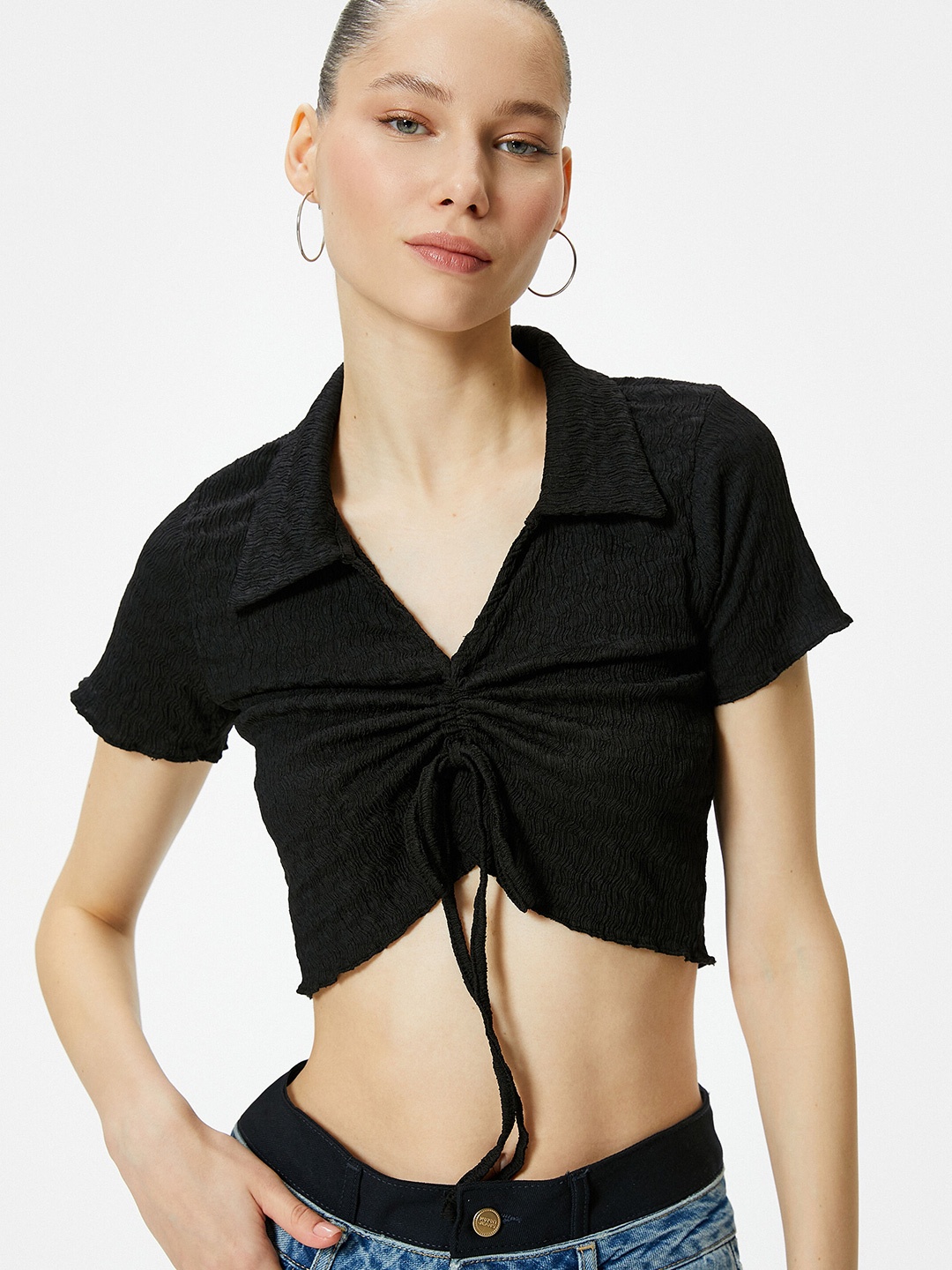 

Koton Embellished Short Sleeves T-shirt, Black