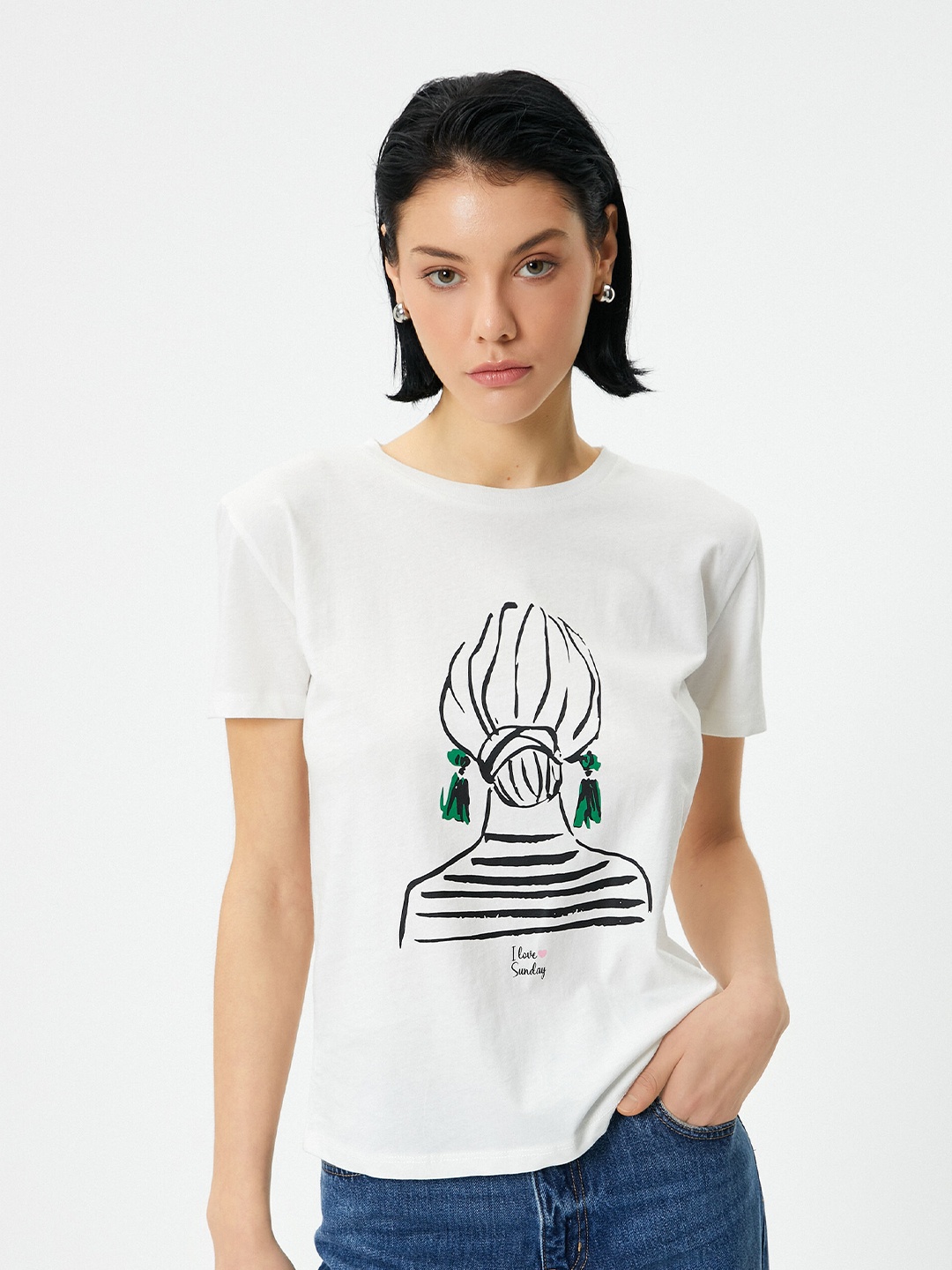 

Koton Printed Pure Cotton T-shirt, White
