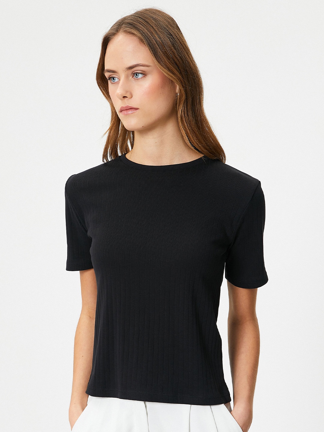 

Koton Round Neck Pure Cotton T-shirt, Black