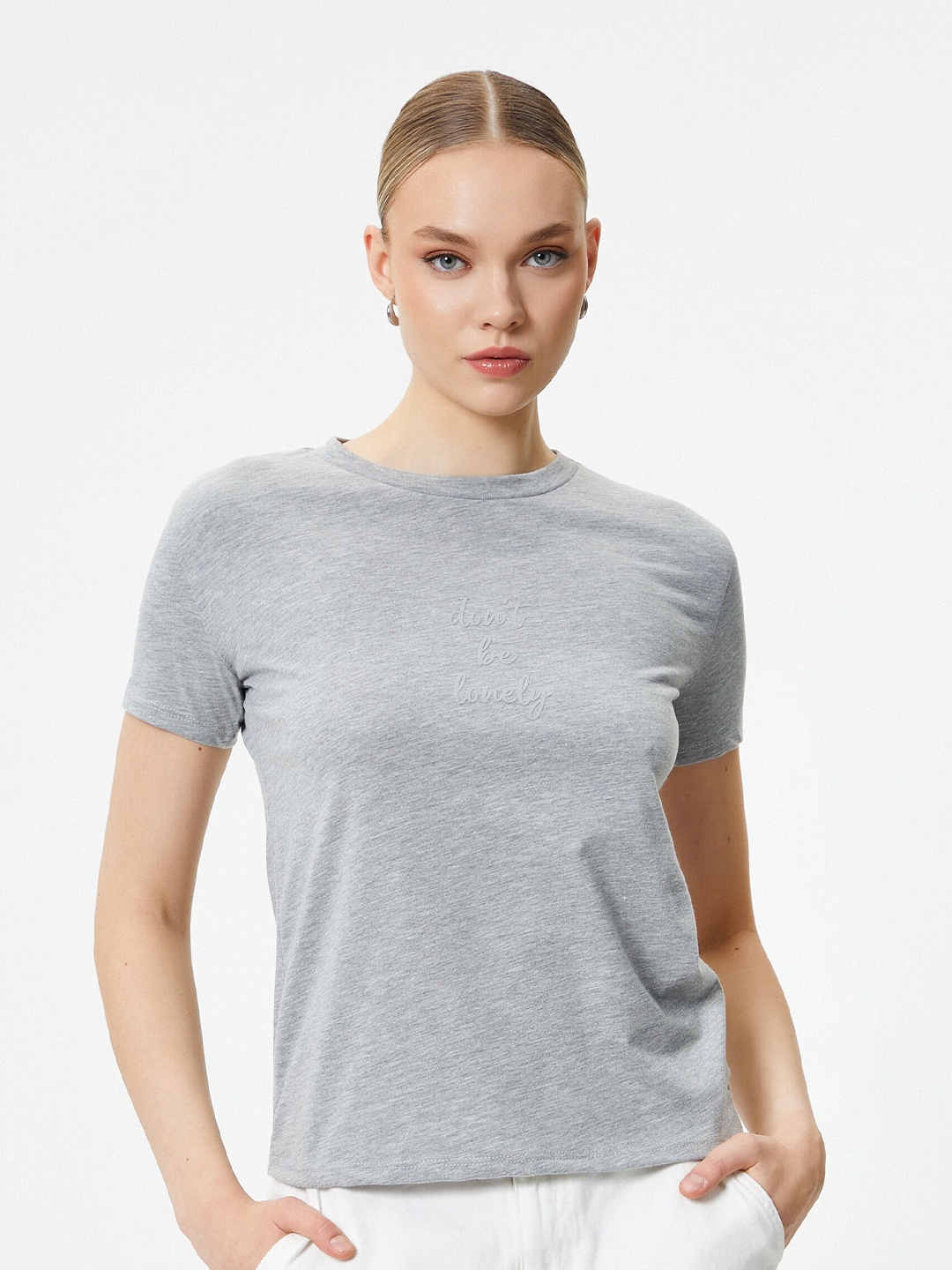 

Koton Round Neck Short Sleeves T-shirt, Grey