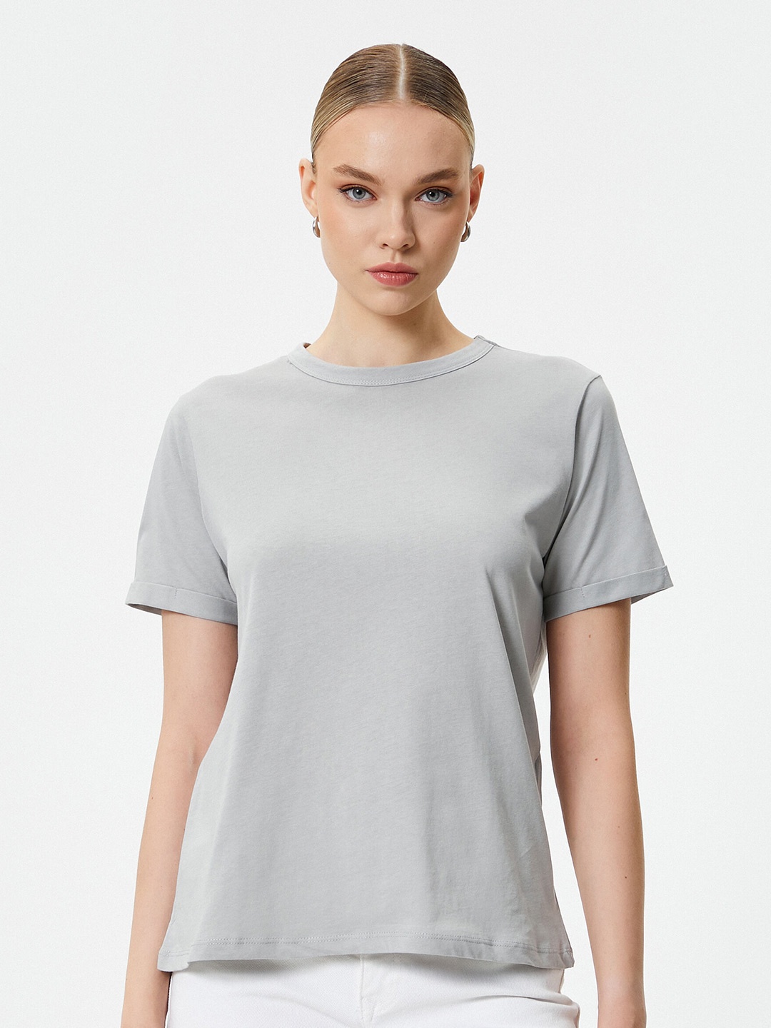 

Koton Round Neck Pure Cotton T-Shirt, Grey