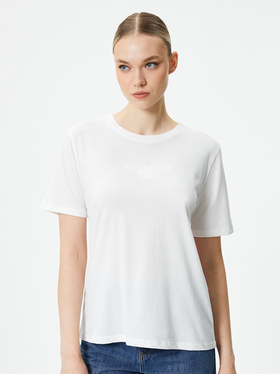 

Koton Round Neck Pure Cotton T-shirt, White