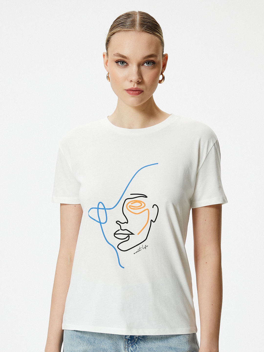 

Koton Printed Pure Cotton T-shirt, White