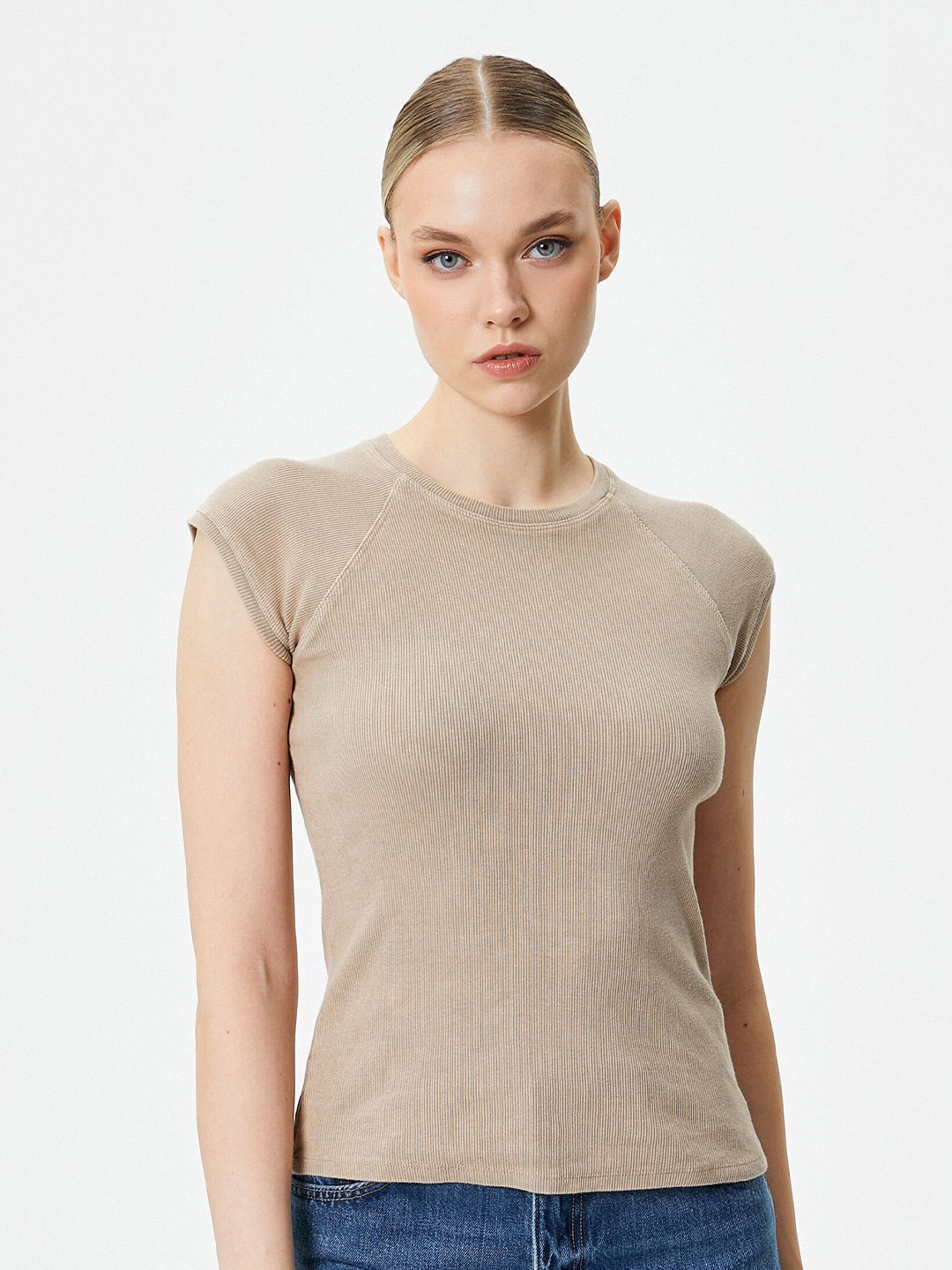 

Koton Round Neck T-Shirt, Beige