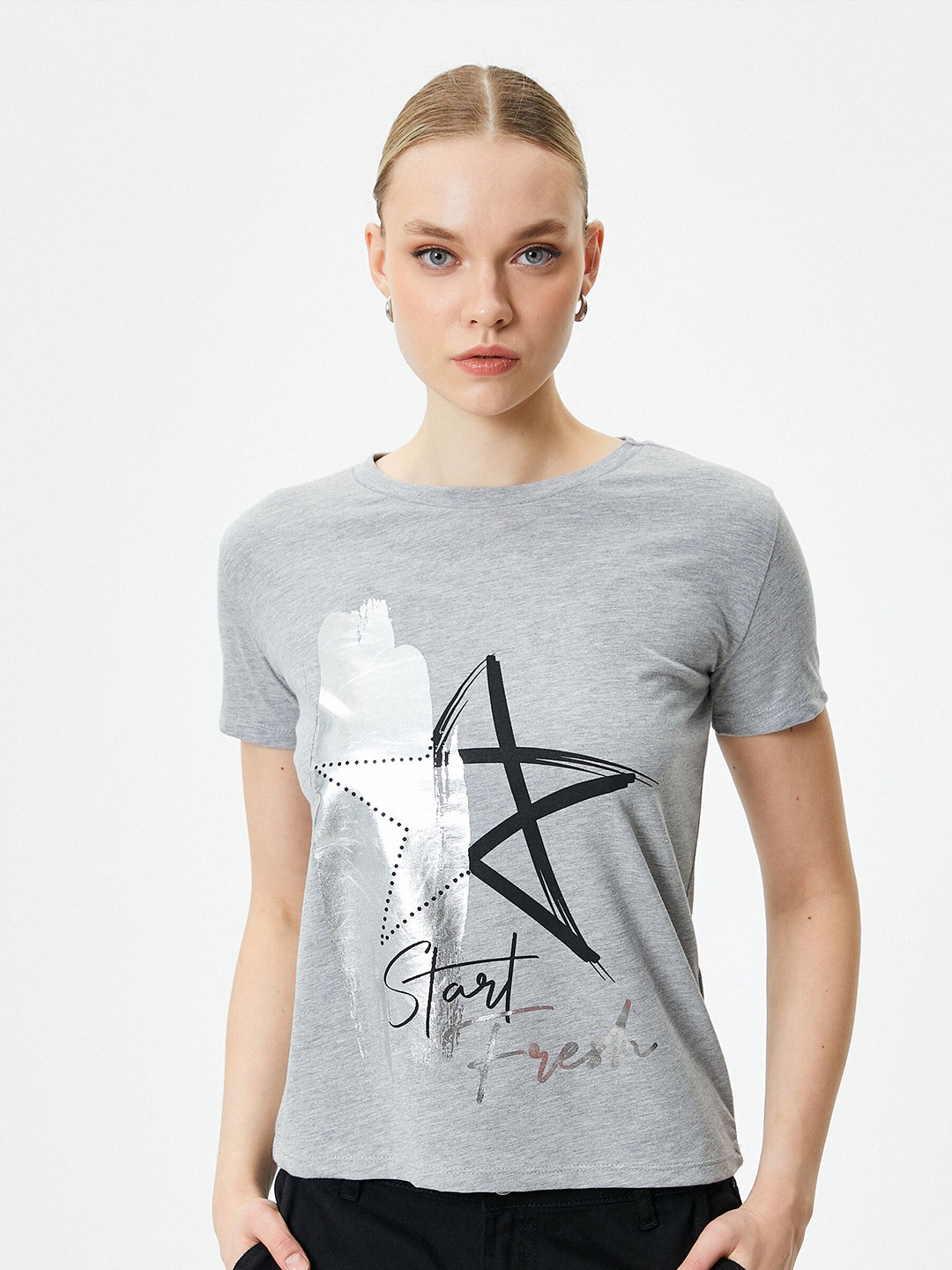 

Koton Typography Printed T-shirt, Grey