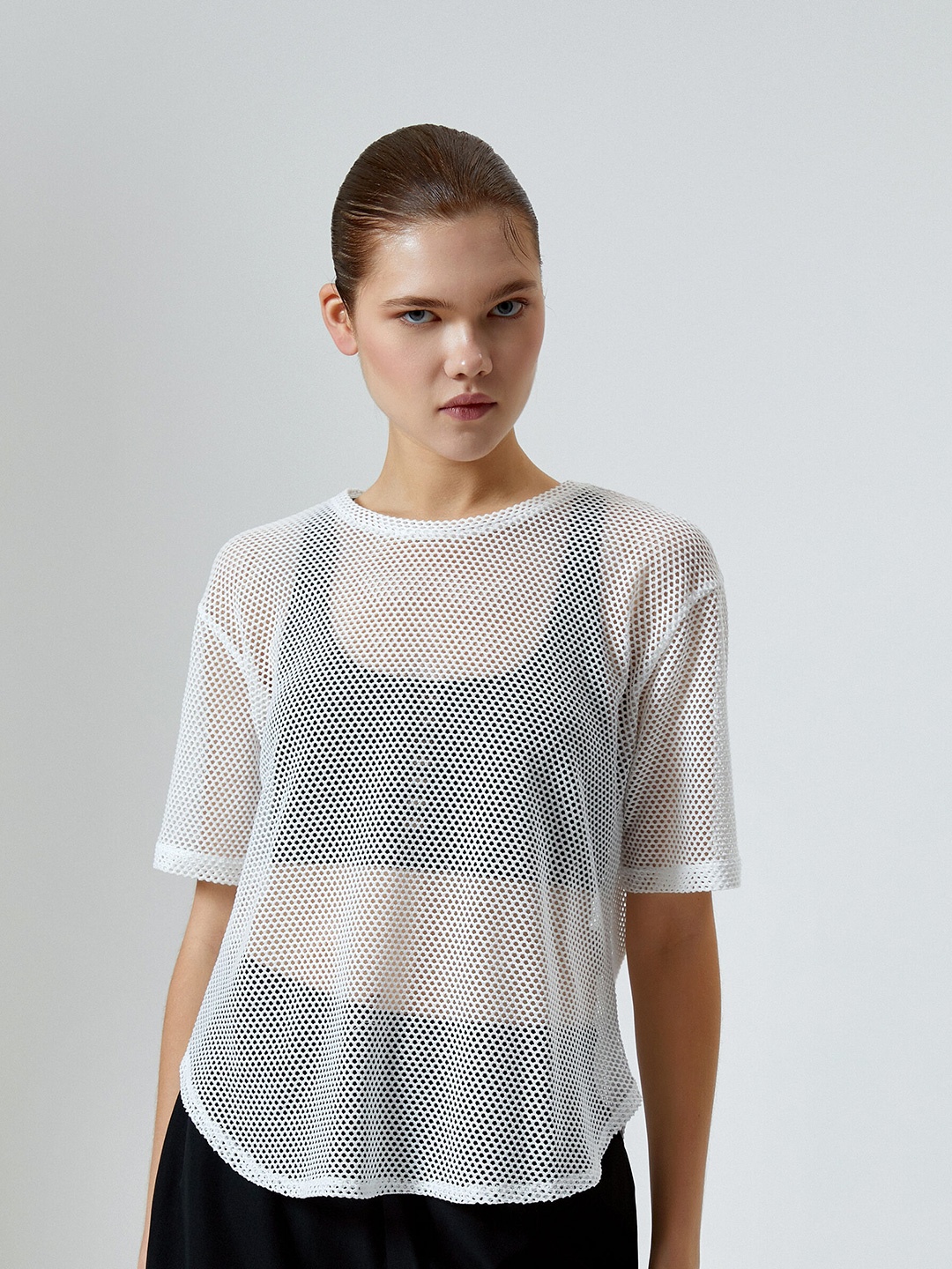 

Koton Self Design Round Neck Short Sleeves Regular Top, White