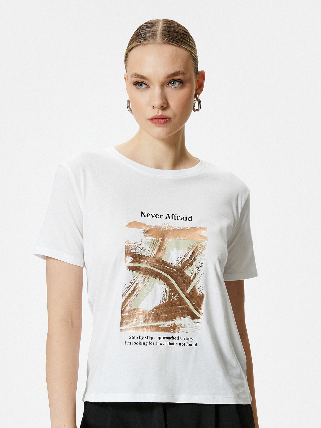 

Koton Graphic Printed Pure Cotton T-Shirt, White