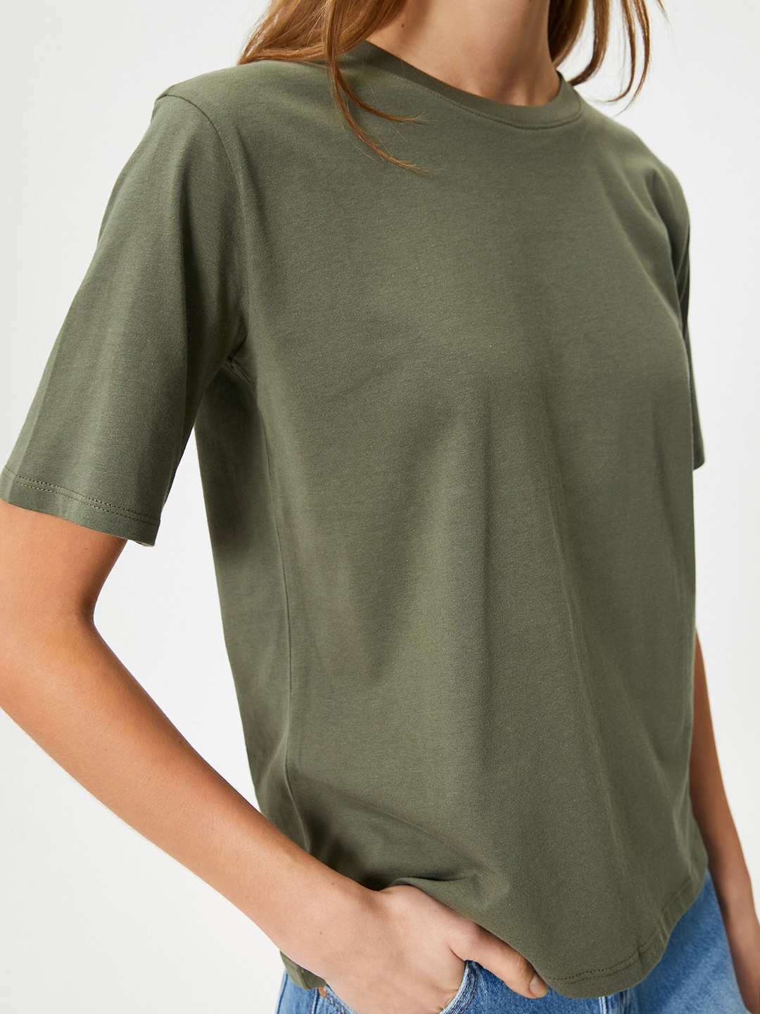 

Koton Round Neck Short Sleeves Cotton T-shirt, Khaki