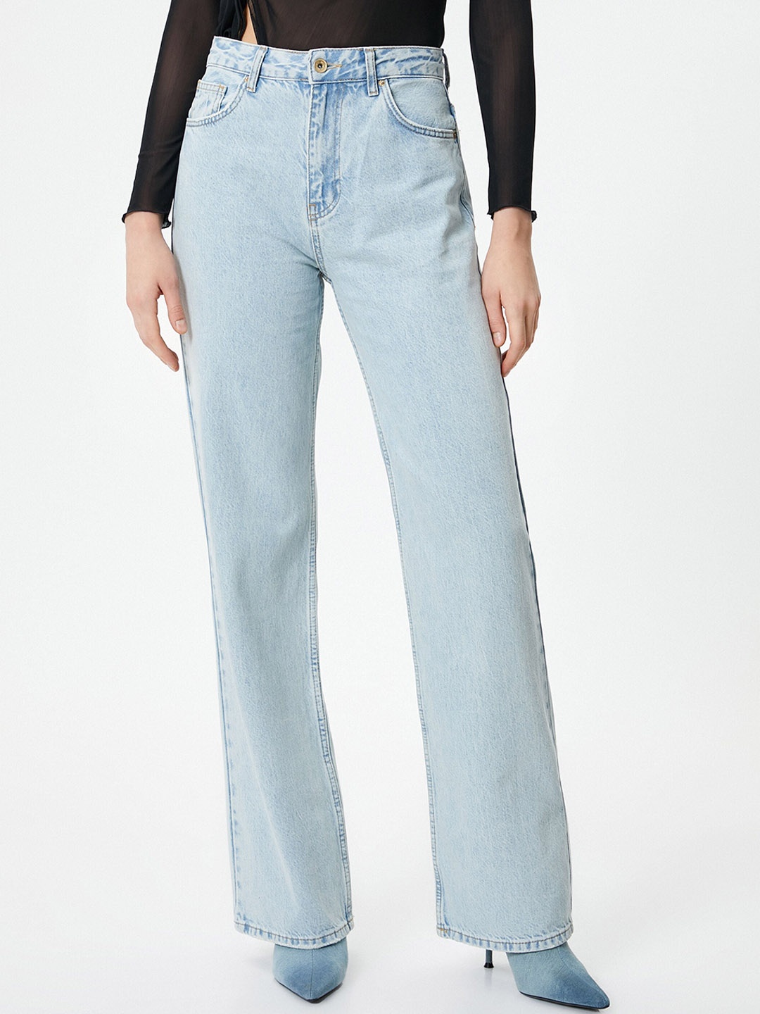 

Koton Women Straight Fit High-Rise Pure Cotton Jeans, Blue