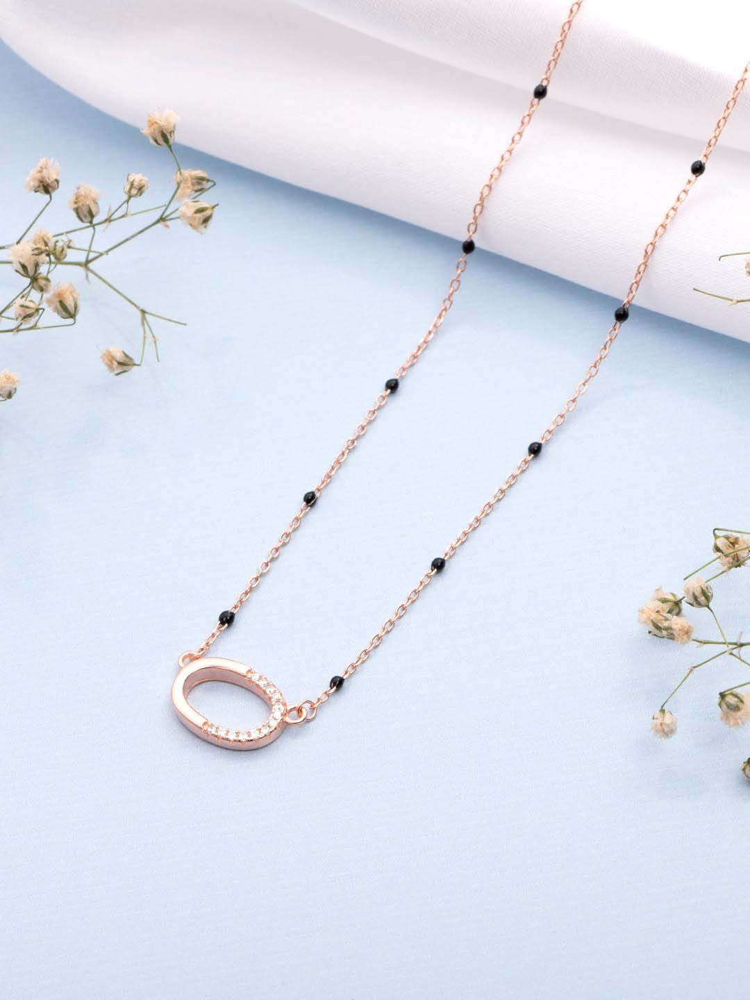 

Zavya 925 Sterling Silver Rose Gold-Plated Artificial Stones and Beads Mangalsutra