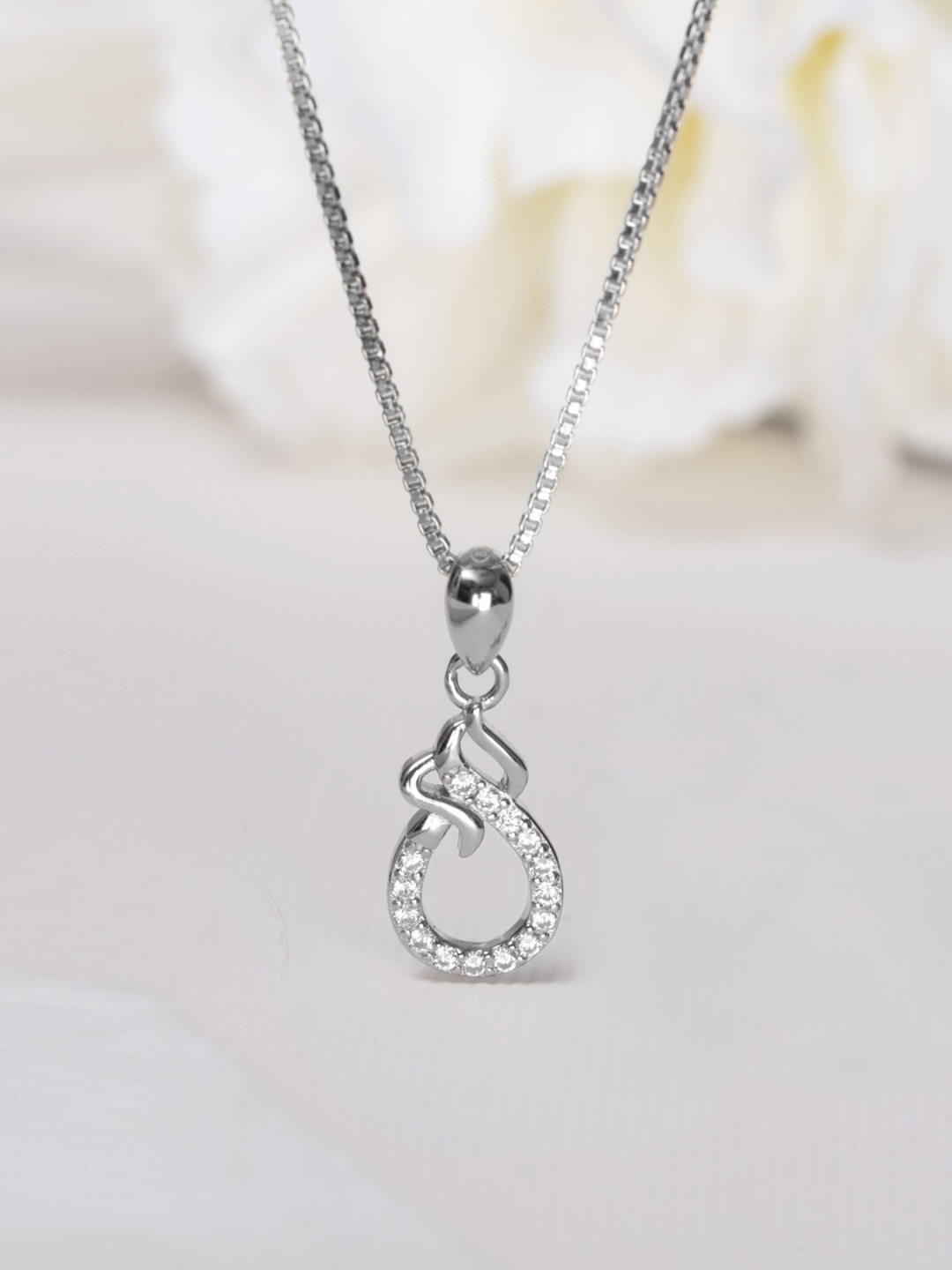

Zavya Rhodium-Plated Circular Pendants with Chains, Silver