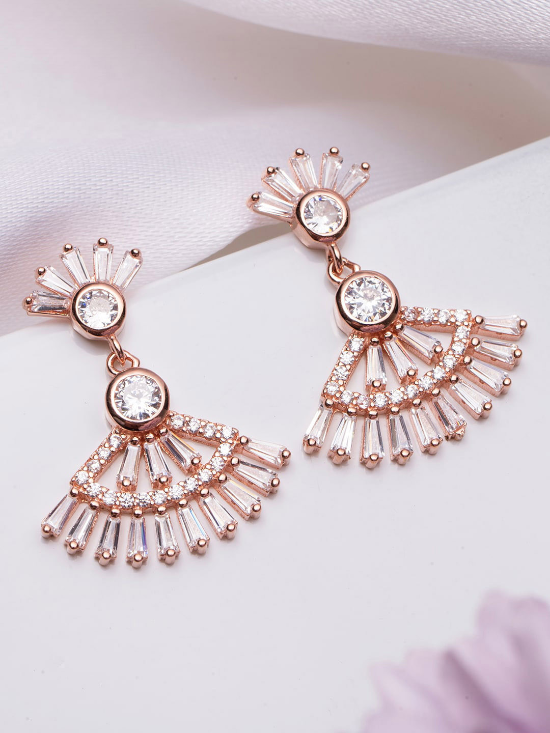 

Zavya 925 Pure Sterling Silver Contemporary Rose Gold-Plated Drop Earrings