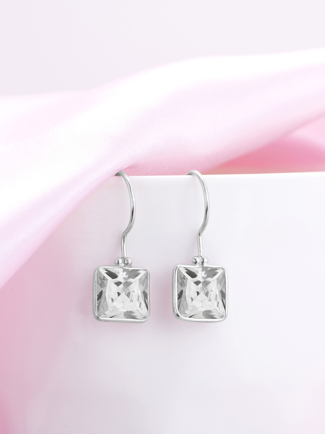 

Zavya Rhodium-Plated 925 Pure Sterling Silver Contemporary Drop Earrings