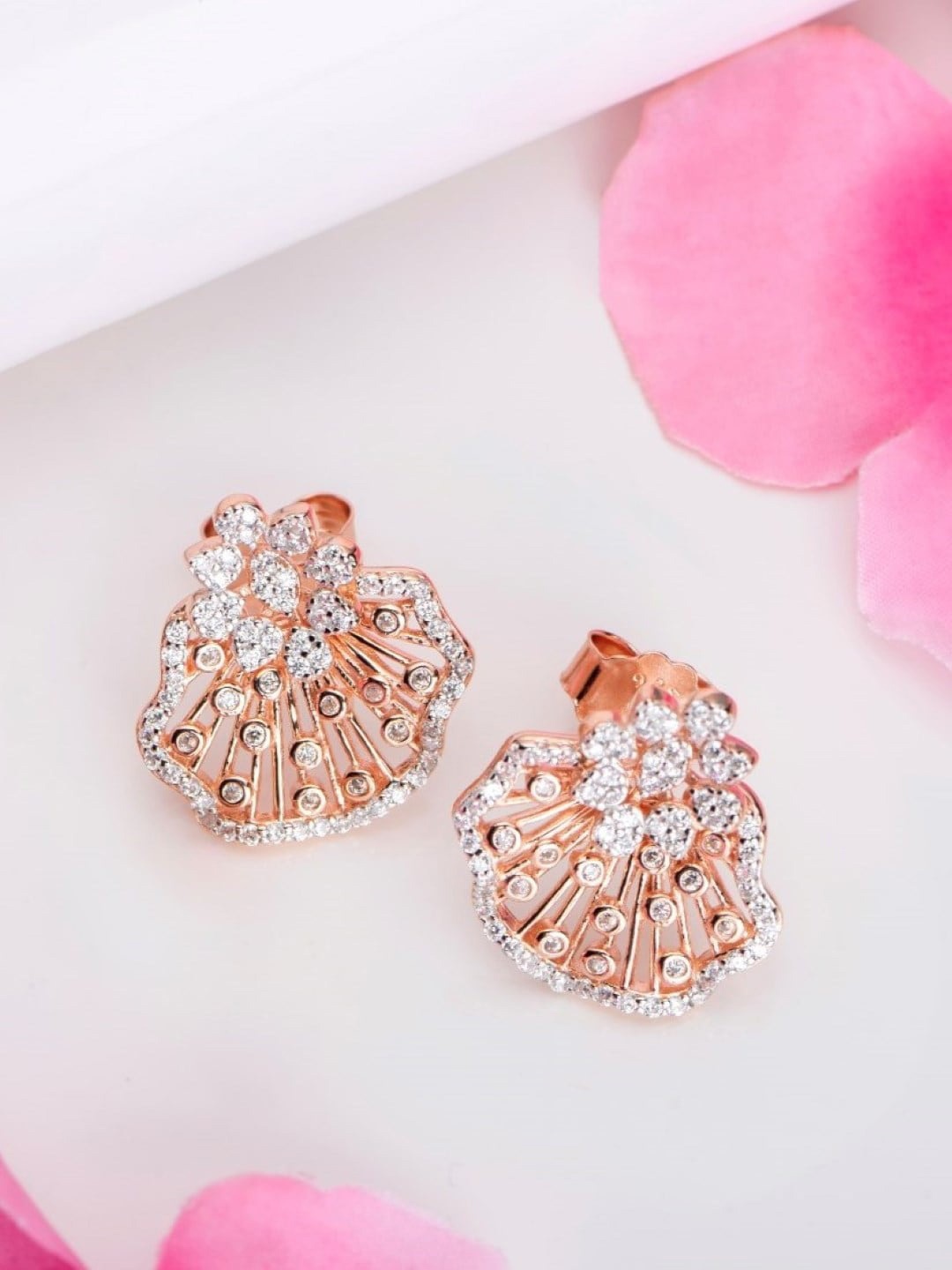 

Zavya Rose Gold-Plated 925 Pure Sterling Silver Contemporary Stud Earrings
