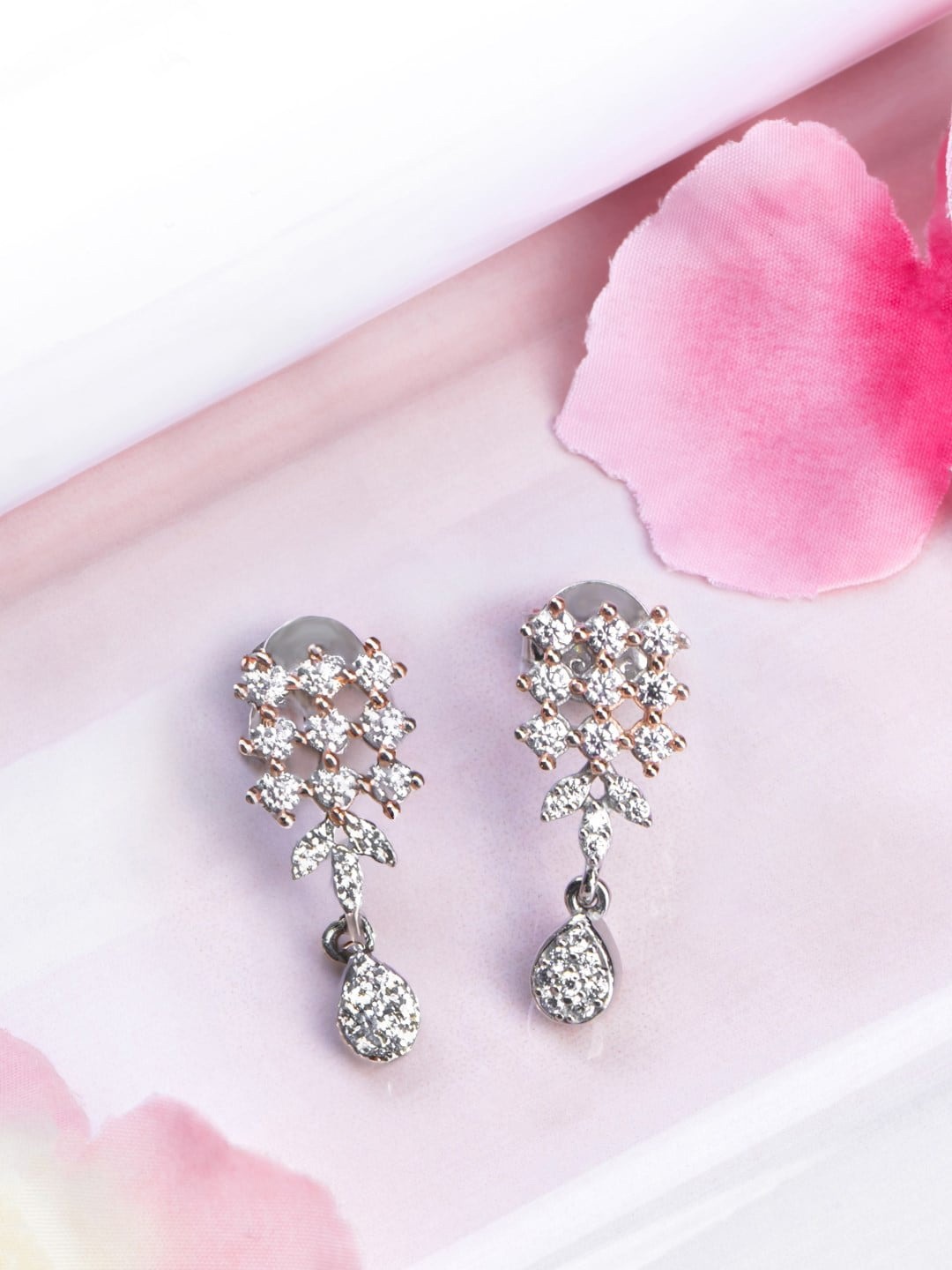 

Zavya Rhodium-Plated 925 Pure Sterling Silver Contemporary Drop Earrings