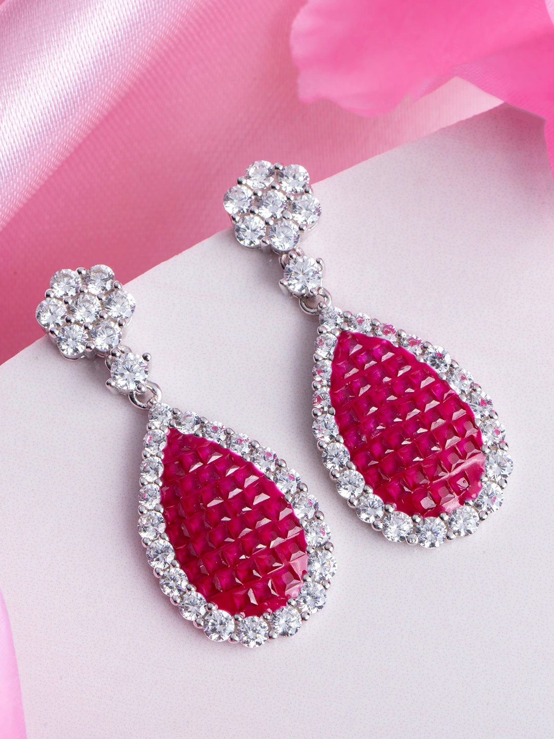 

Zavya Rhodium-Plated 925 Pure Sterling Silver Contemporary Drop Earrings