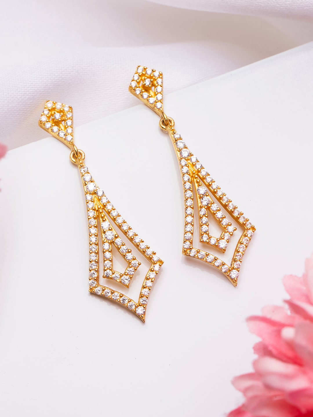 

Zavya 925 Pure Sterling Silver Contemporary Drop Earrings, Gold