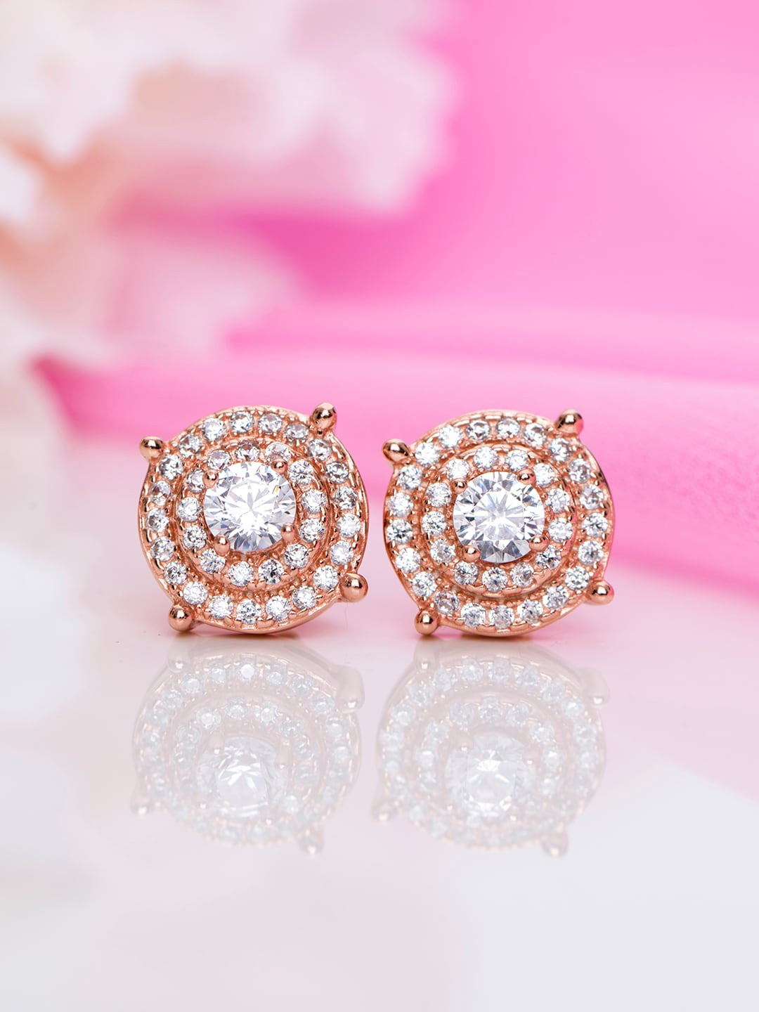 

Zavya Rose Gold-Plated 925 Pure Sterling Silver Contemporary Stud Earrings