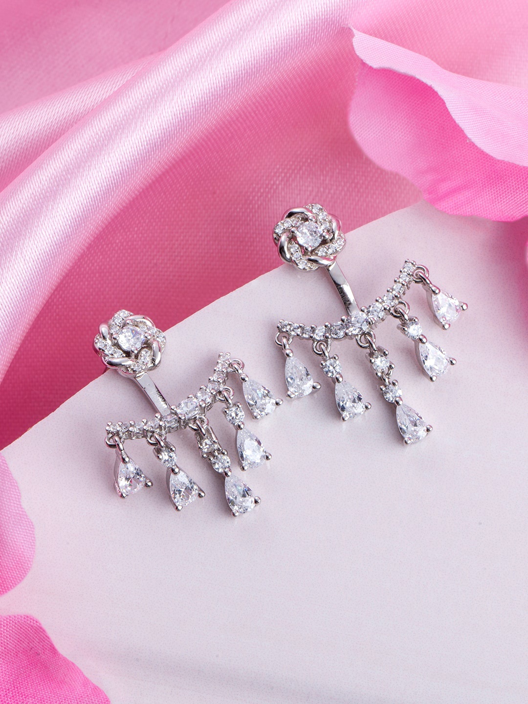 

Zavya 925 Pure Sterling Silver Rhodium-Plated Contemporary Drop Earrings